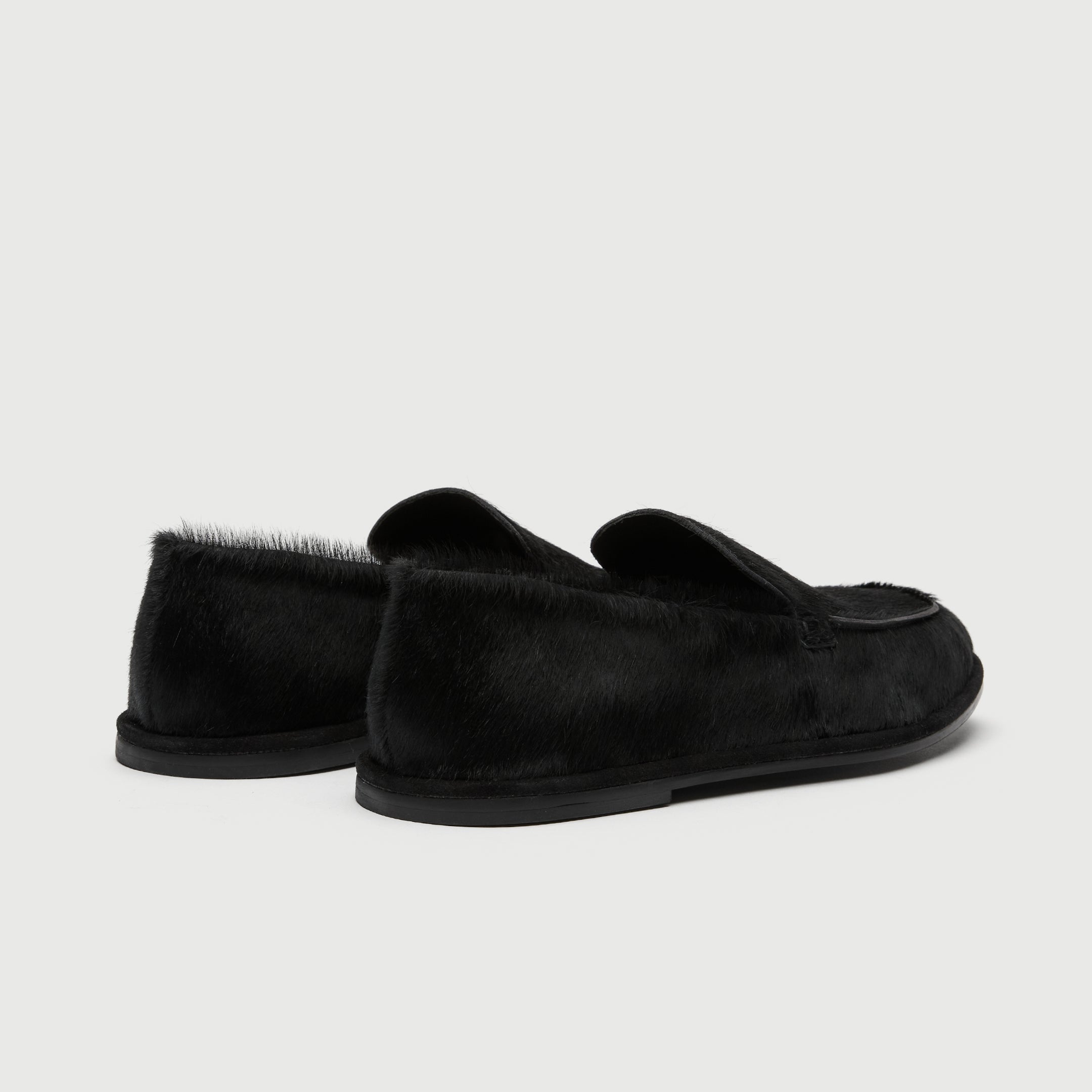 Walk London San Marino Slip On Black Pony Hair Loafer - heel view