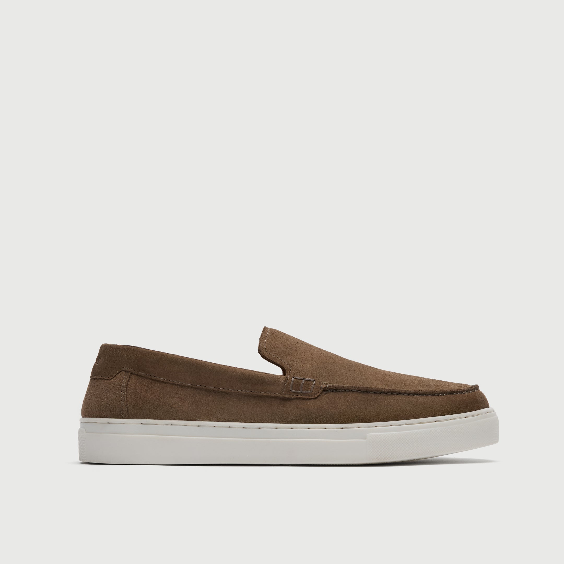 Walk London Sicily Slip On Taupe Suede Loafer side view