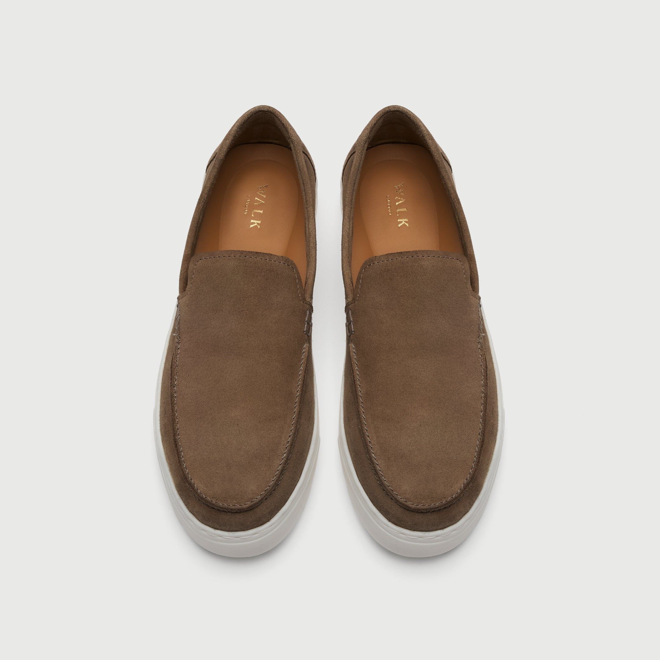 Walk London Sicily Slip On Taupe Suede Loafer top view