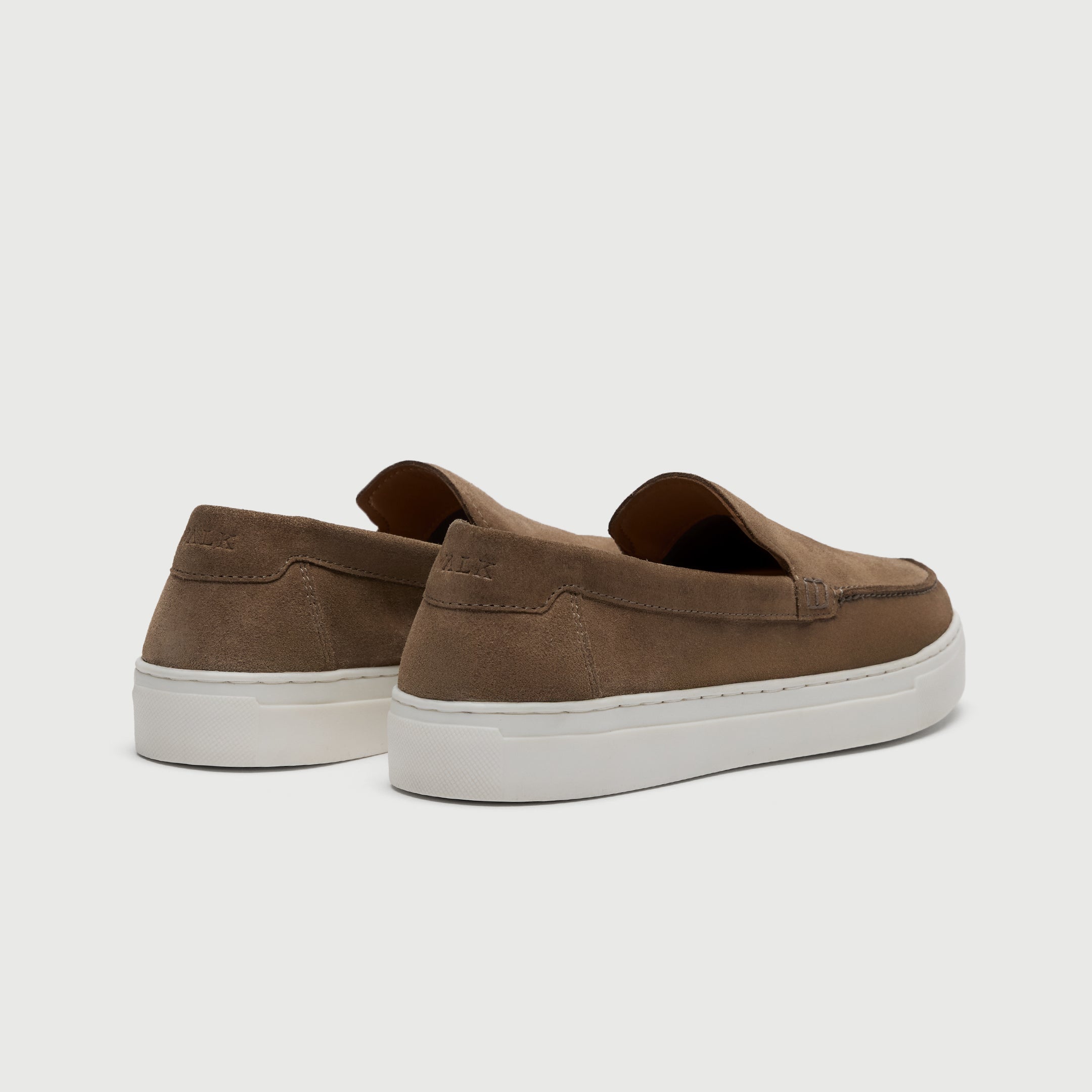 Walk London Sicily Slip On Taupe Suede Loafer heel view