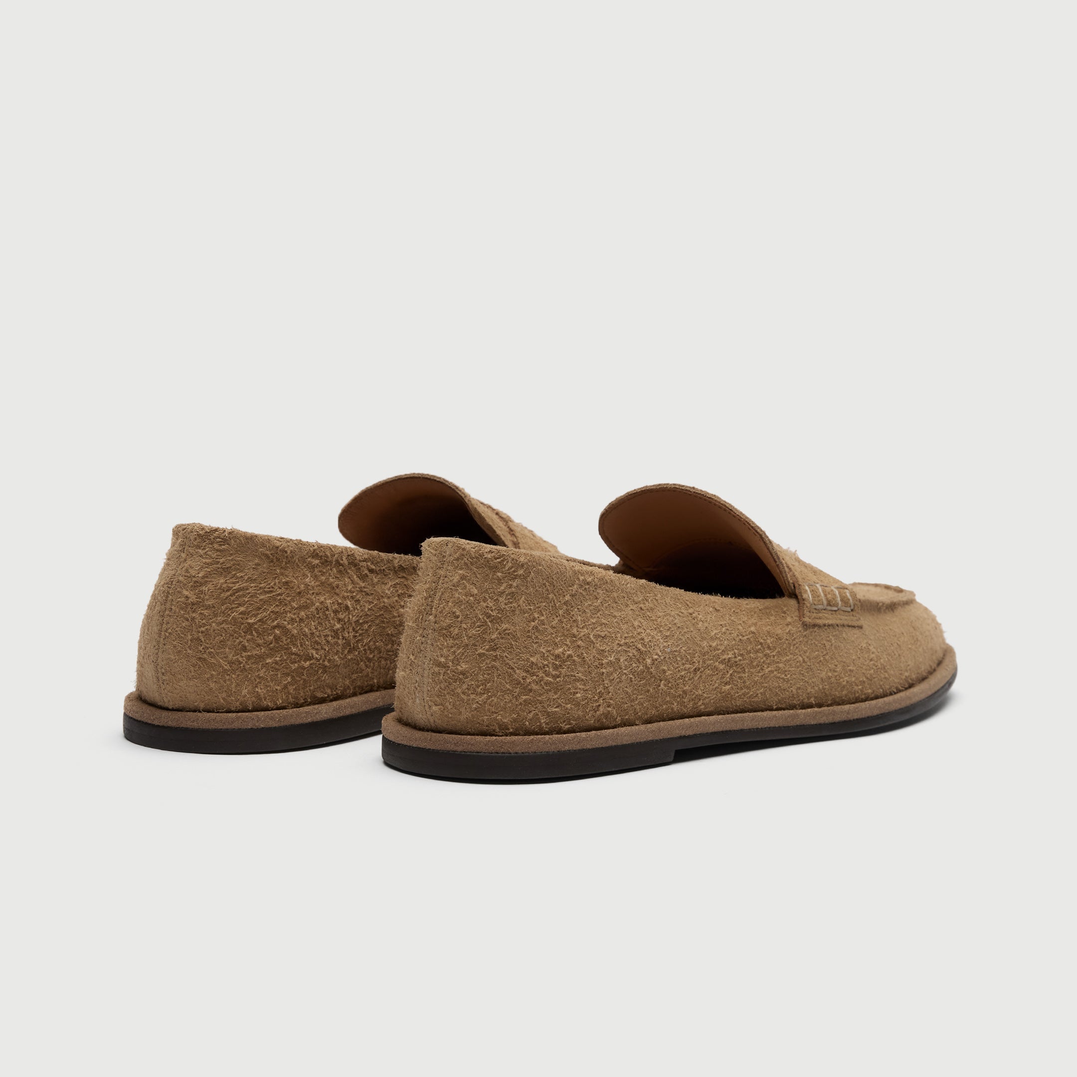 Walk London Sorrento Tan Brushed Suede Saddle Loafer heel view