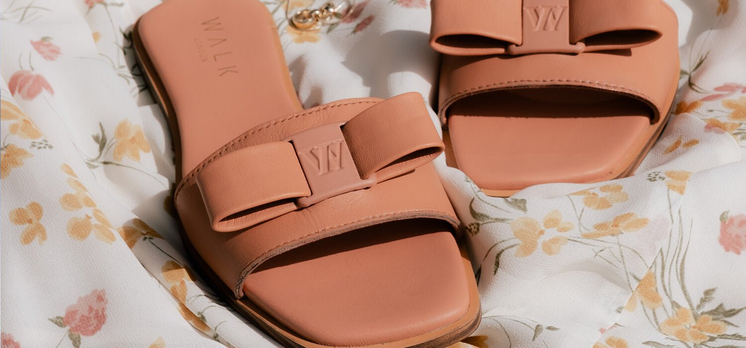 Walk London St Tropez Bow Sandal in Mango Leather
