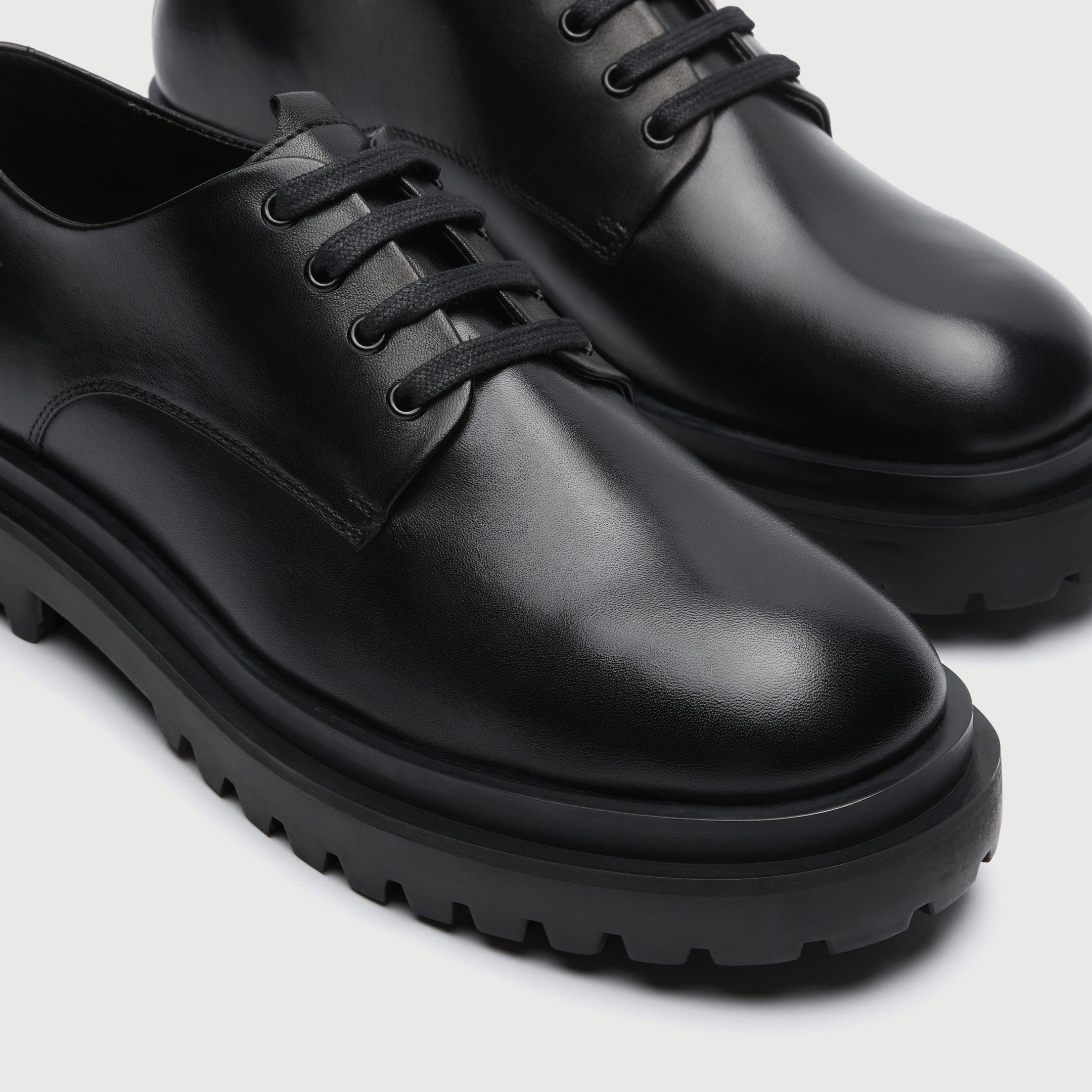 Walk London Mens - Sully Derby Shoe - Black Leather