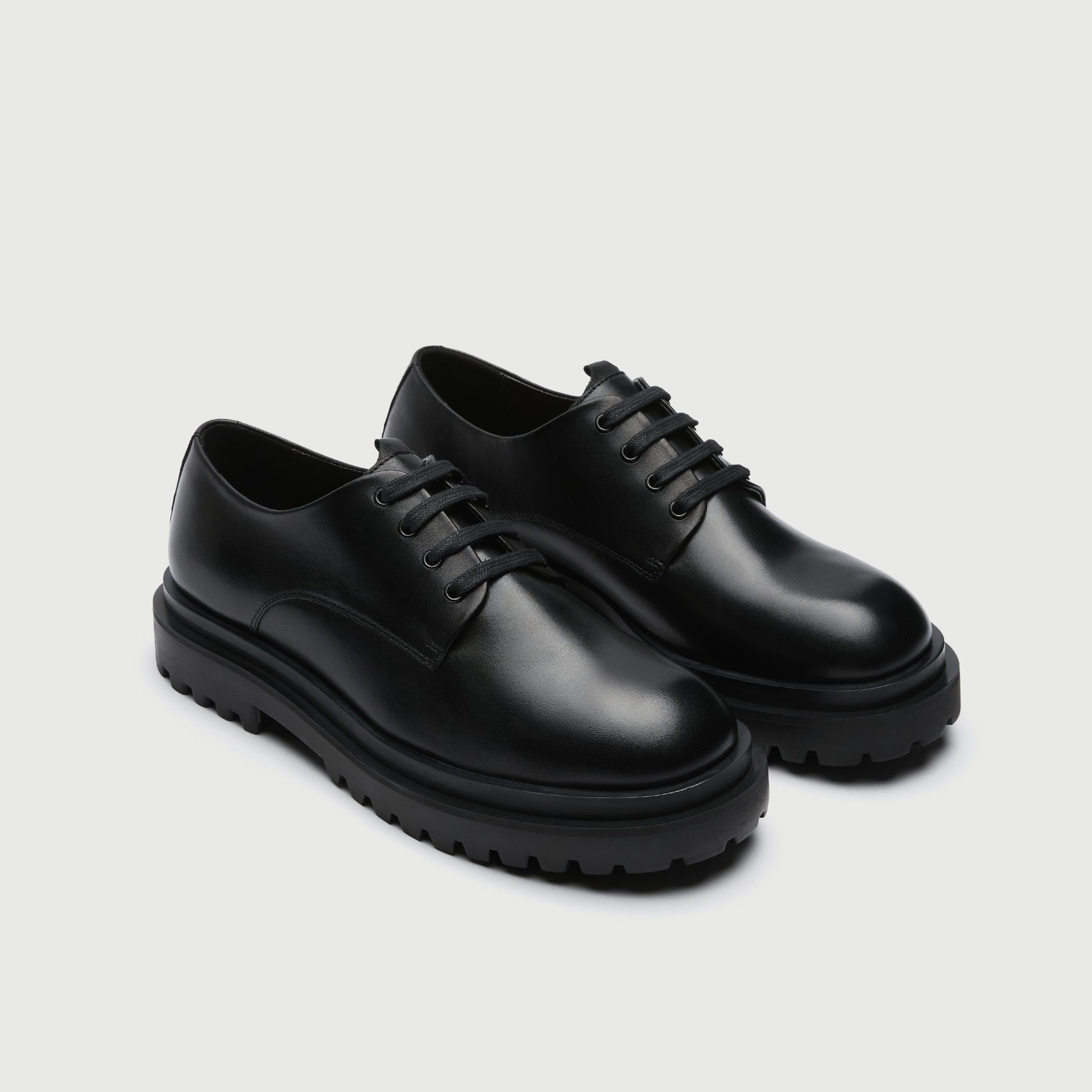Walk London Mens - Sully Derby Shoe - Black Leather