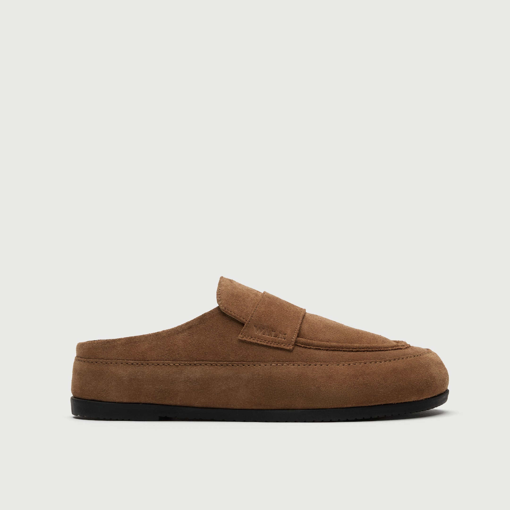 Walk London Track Tan Brown Suede Slider side view