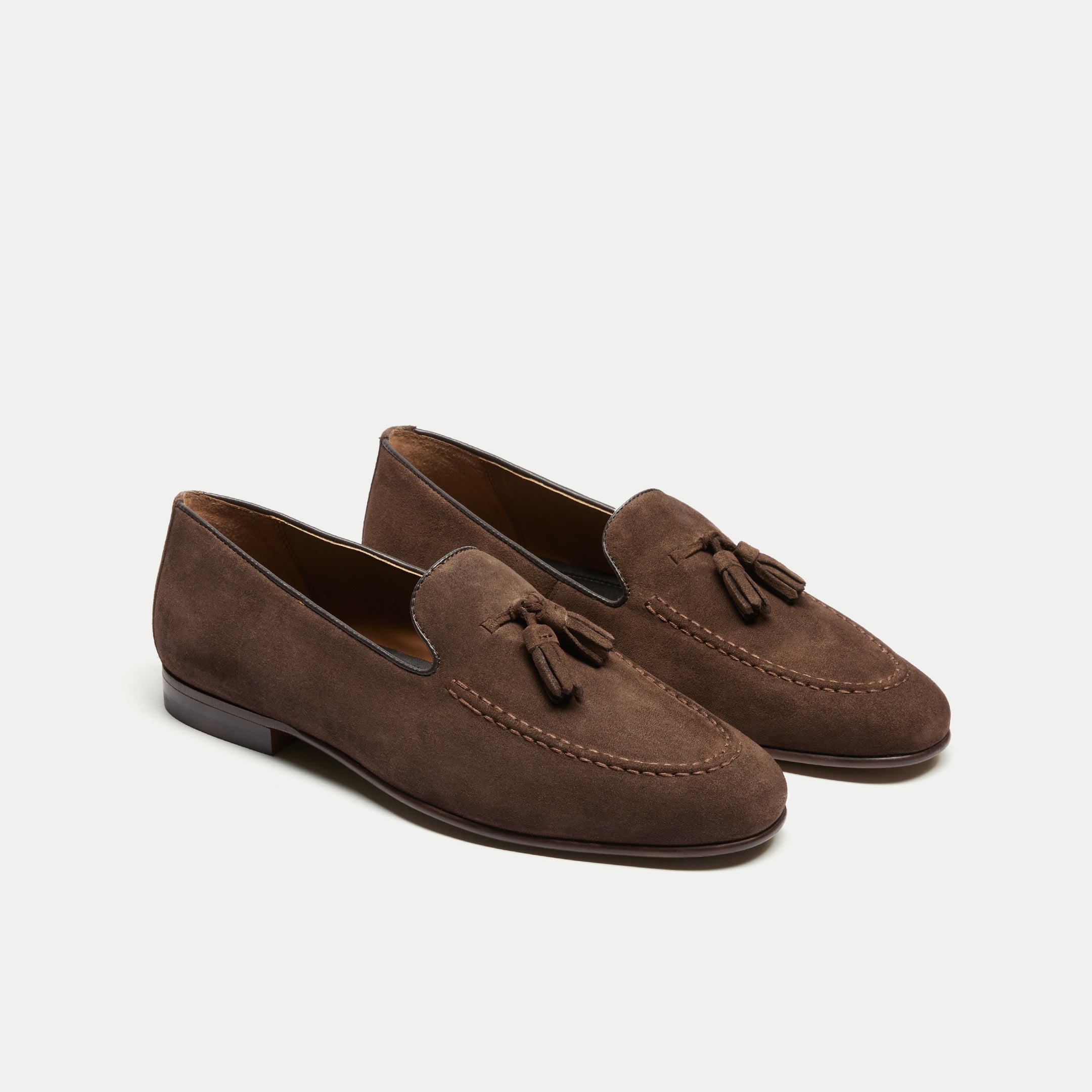 Walk London Mens Trent Tassel Loafer in Brown Suede
