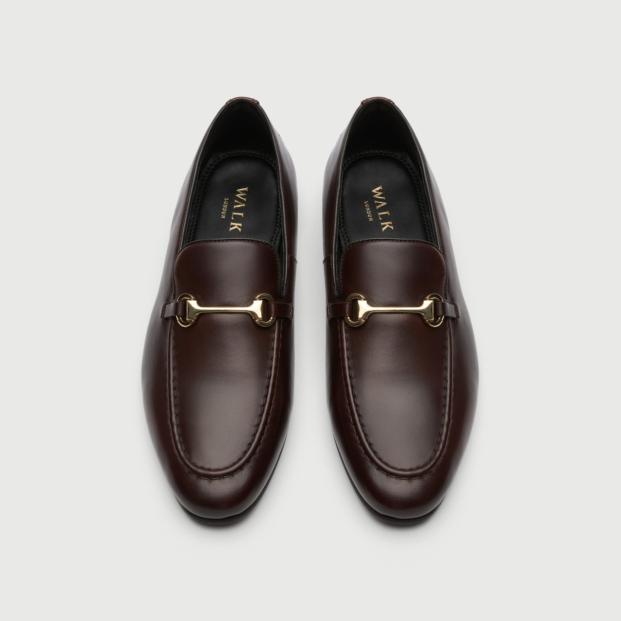 Walk London Mens Trent Trim Loafer in Brown Leather