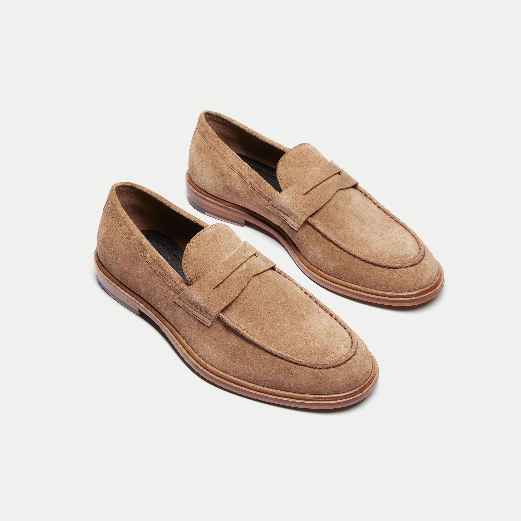 Walk London Mens Valentine Saddle Loafer in Tan Suede