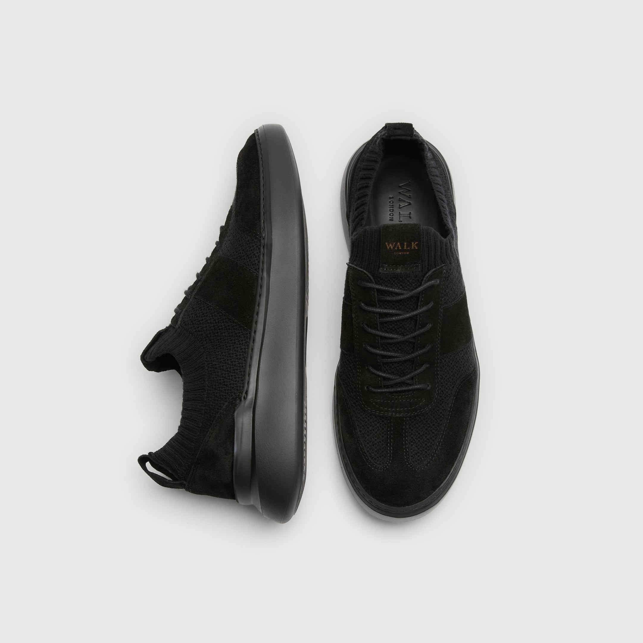 Walk London Mens Venice Trainer | Black Suede