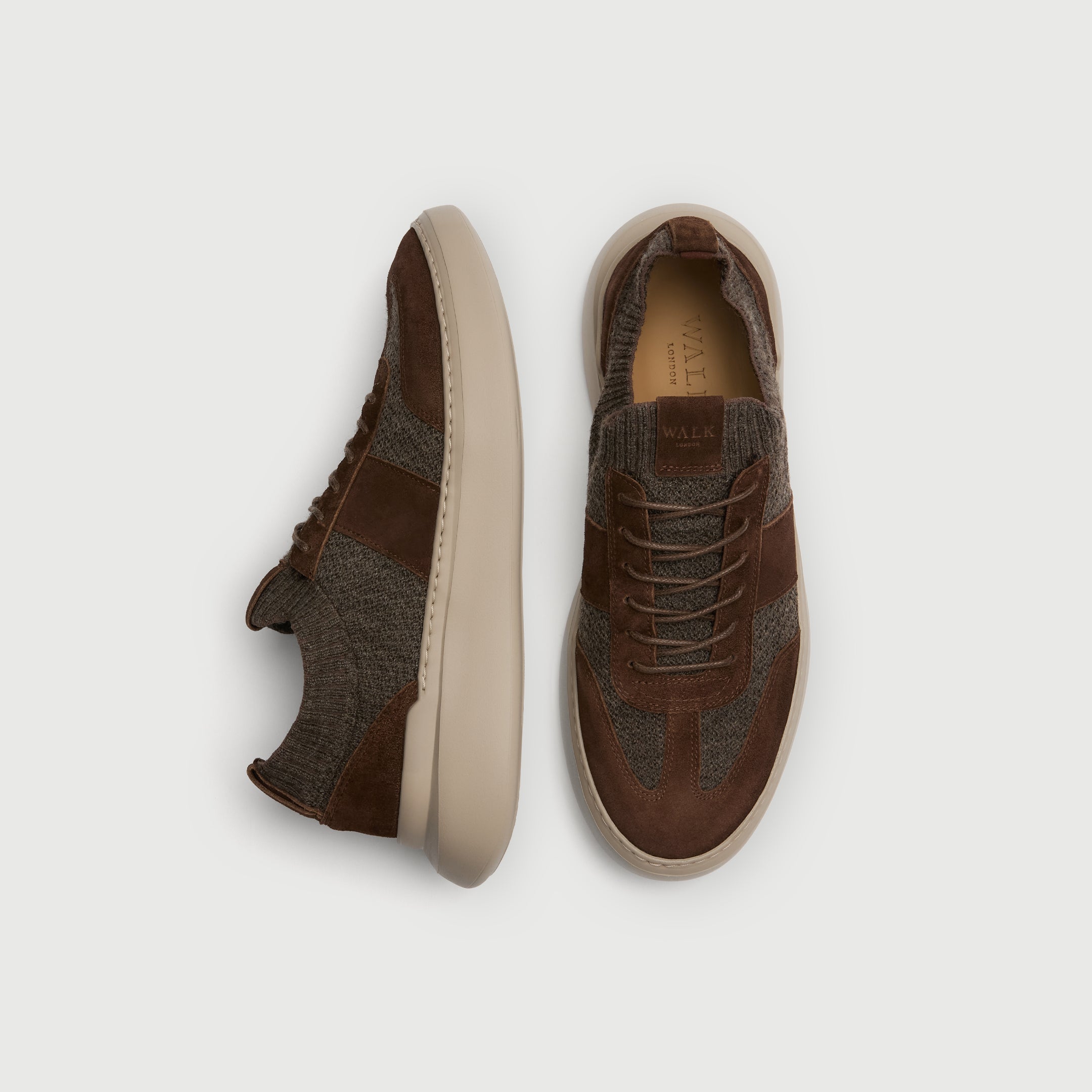 Walk London Mens Venice Trainer | Brown Suede
