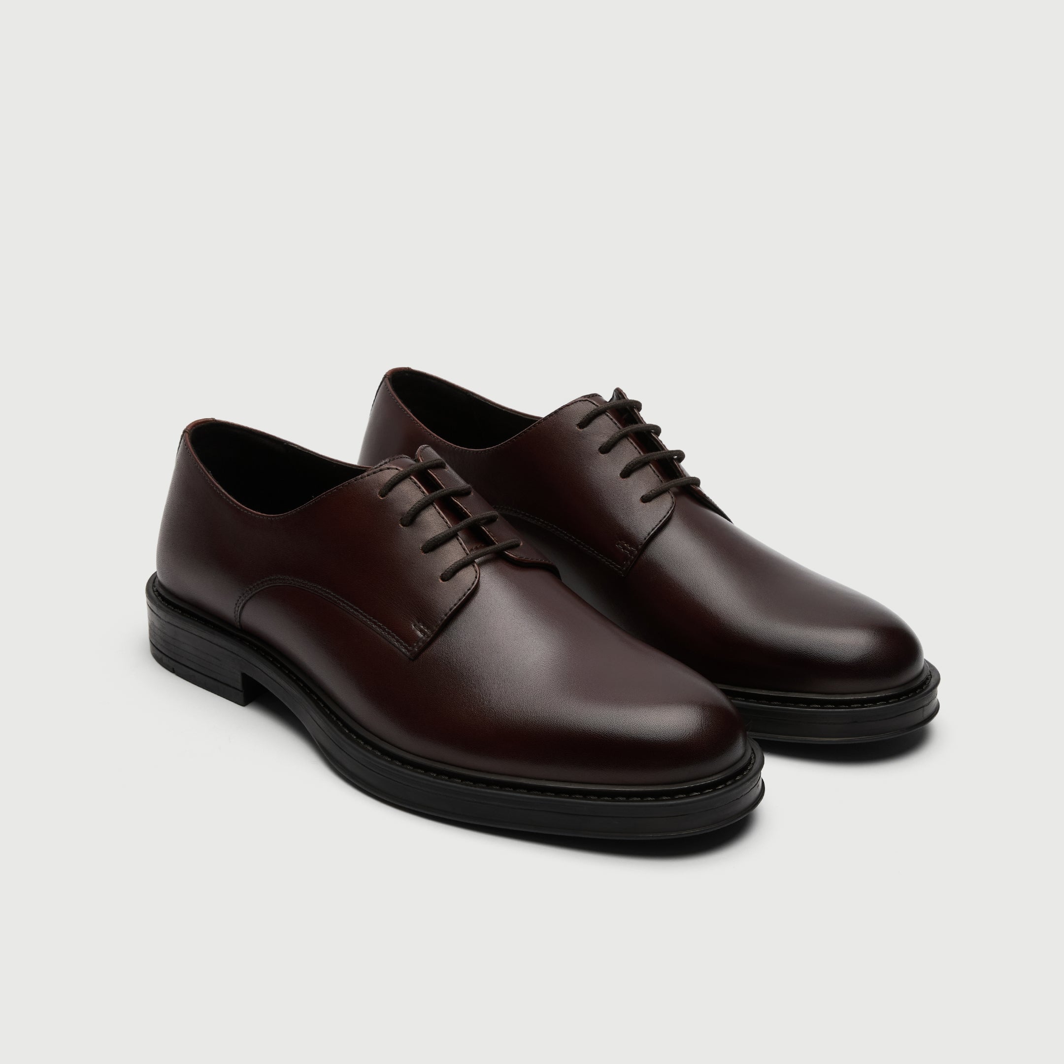Walk London Vincent Brown Leather Derby Shoe three quarter view