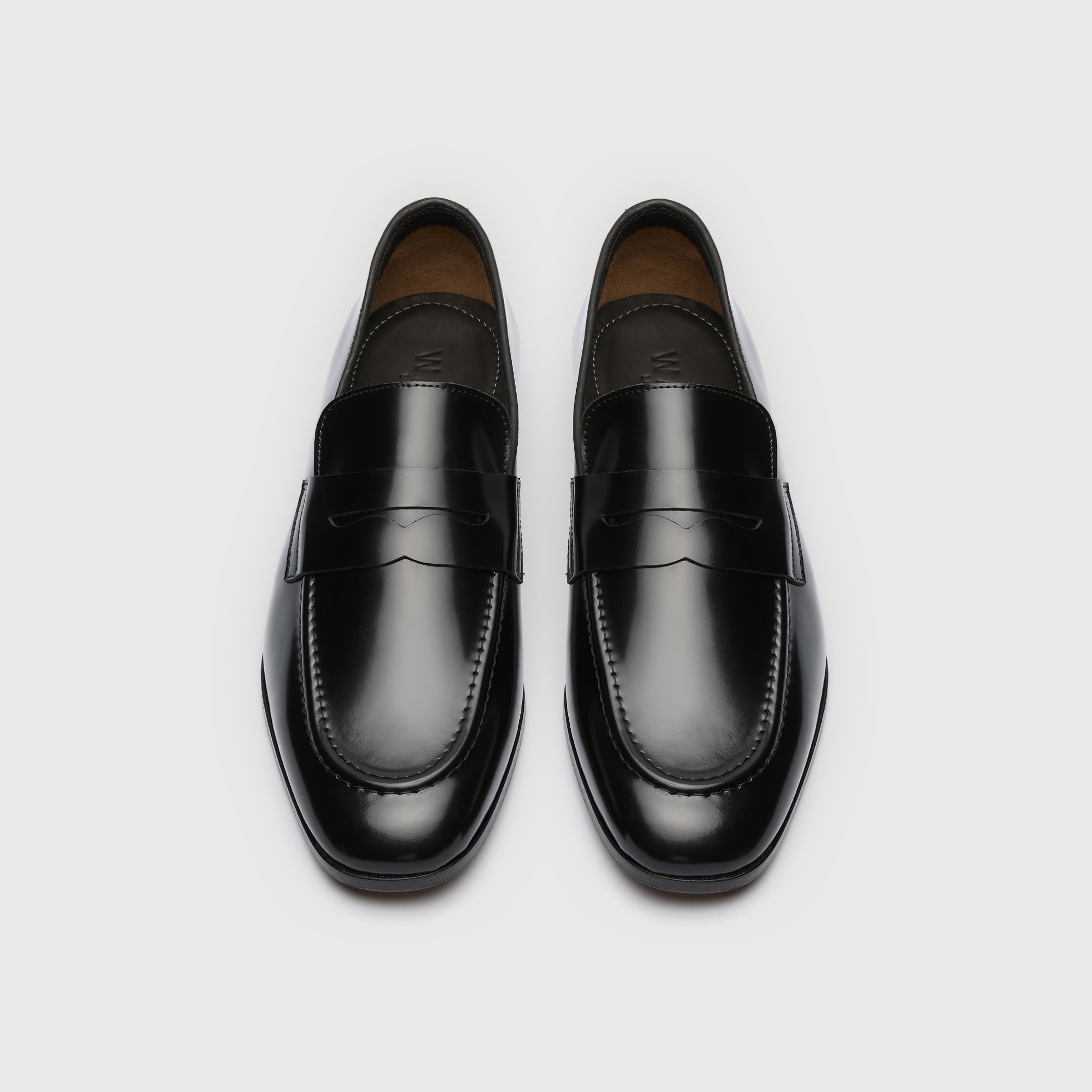Walk London Mens Windsor Saddle Loafer in Smooth Black Leather