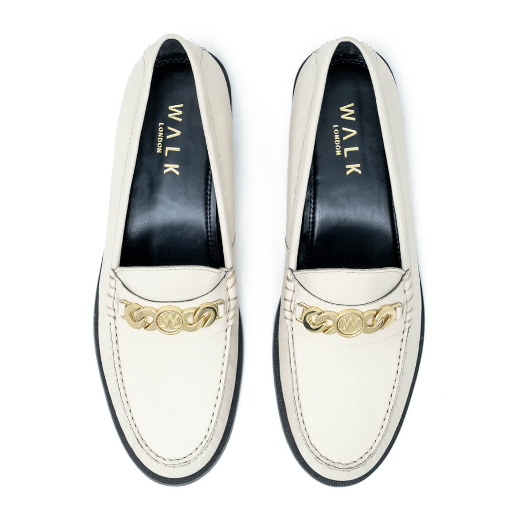 WALK London Riva Chain Off White Leather