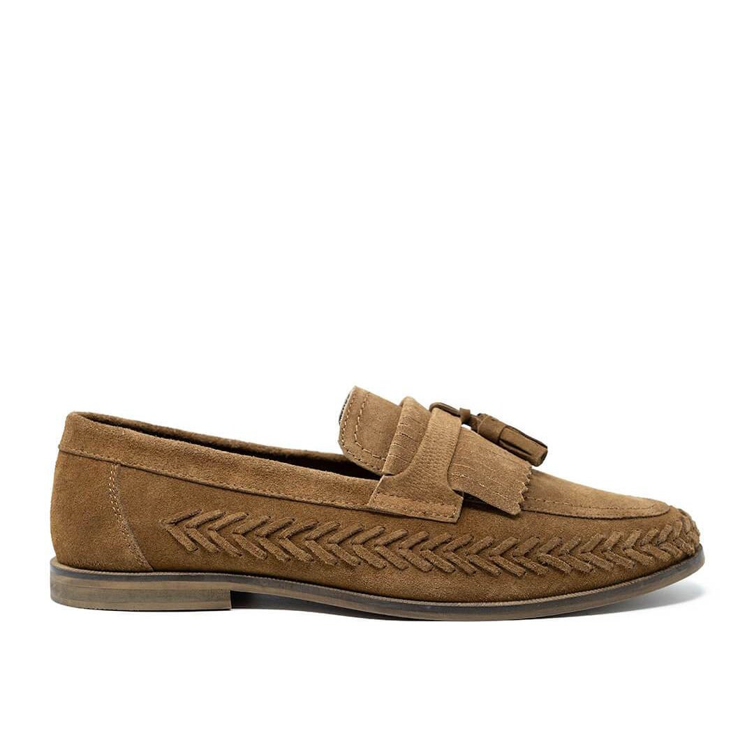 Arrow Tassel Tan Suede