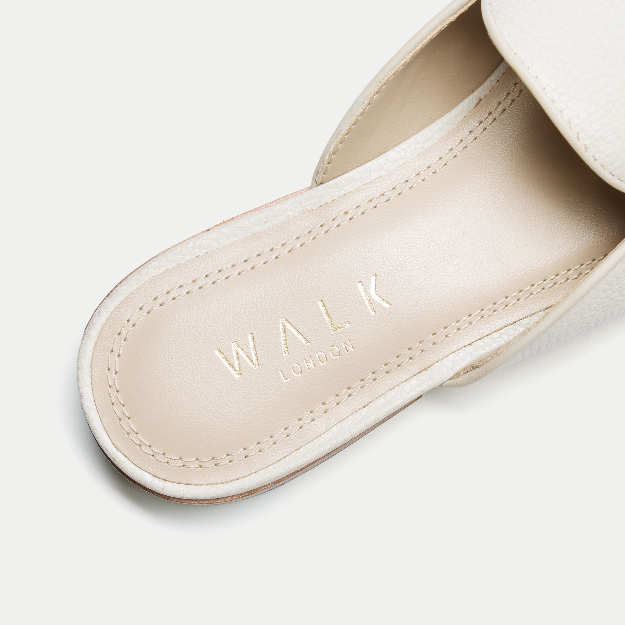 Walk London Womens Bella Trim Mule Loafer in Off White Leather