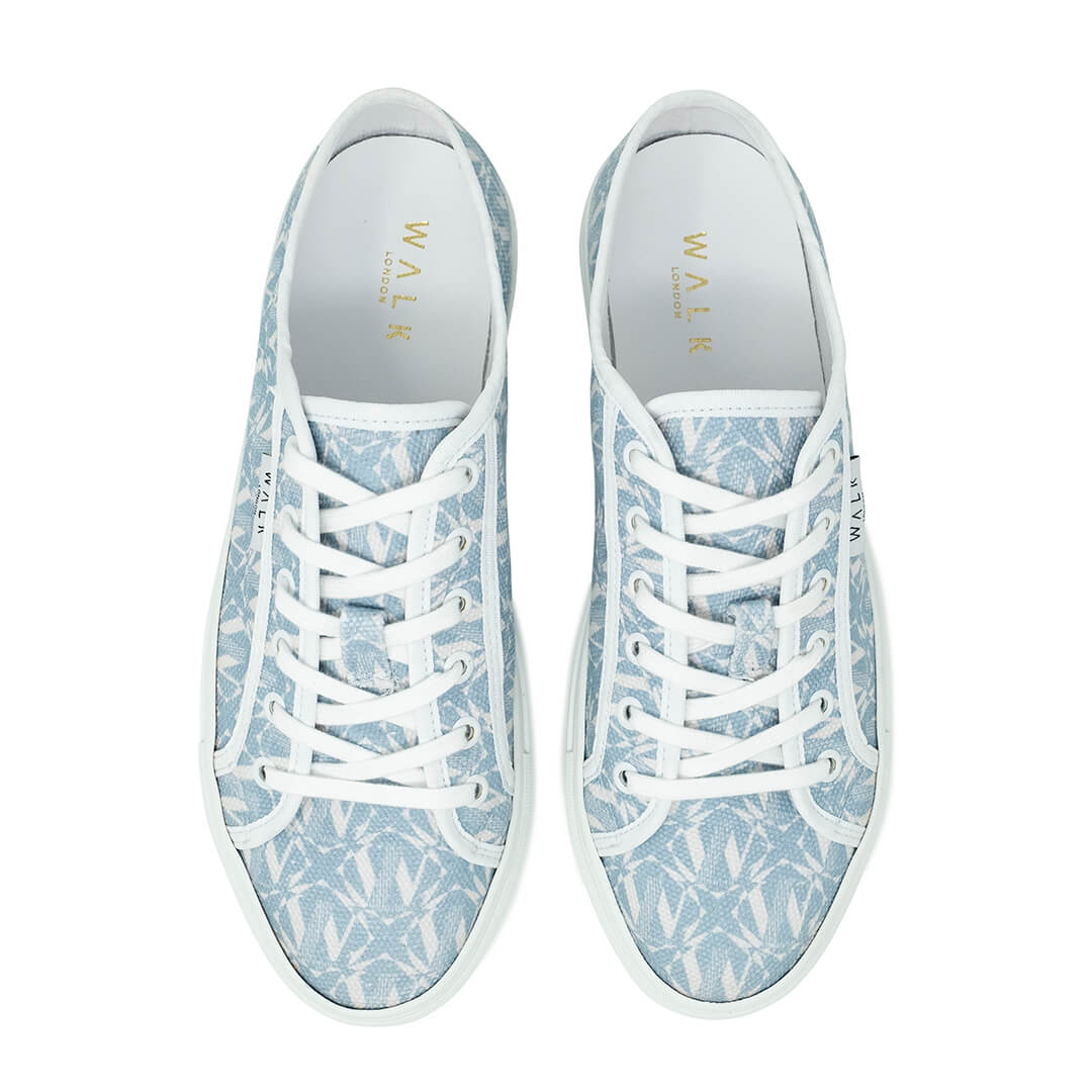 WALK London Boulevard Monogram Trainer Blue Canvas