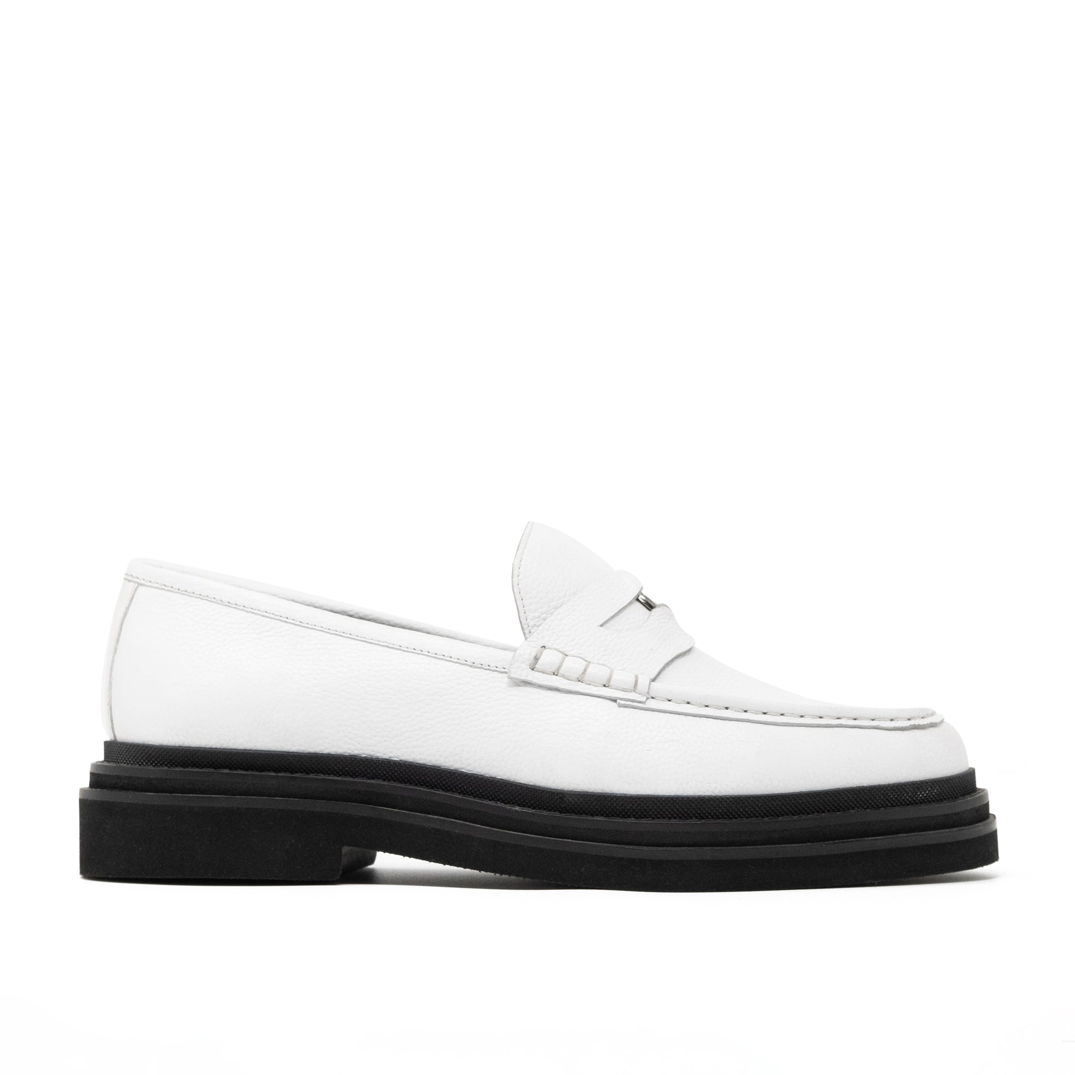 Walk Londdpn Brooklyn Penny Loafer in White Leather