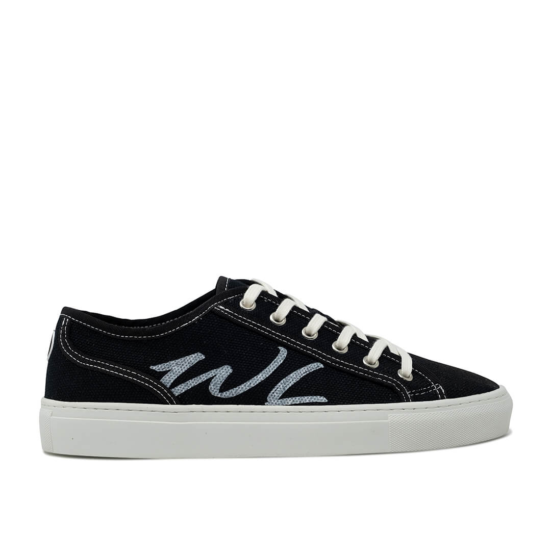 WALK London Cabana Trainer Black Canvas