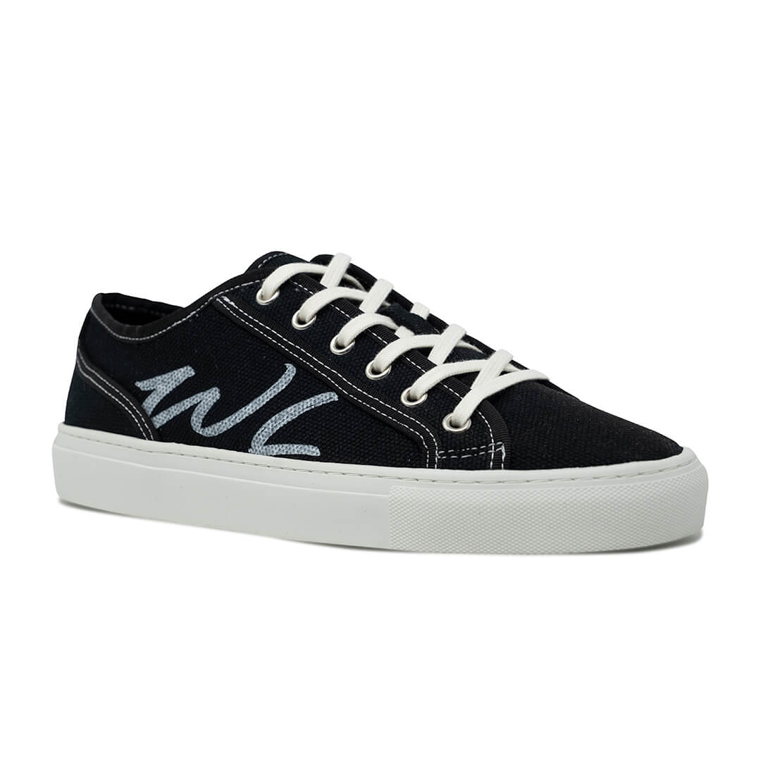 WALK London Cabana Trainer Black Canvas