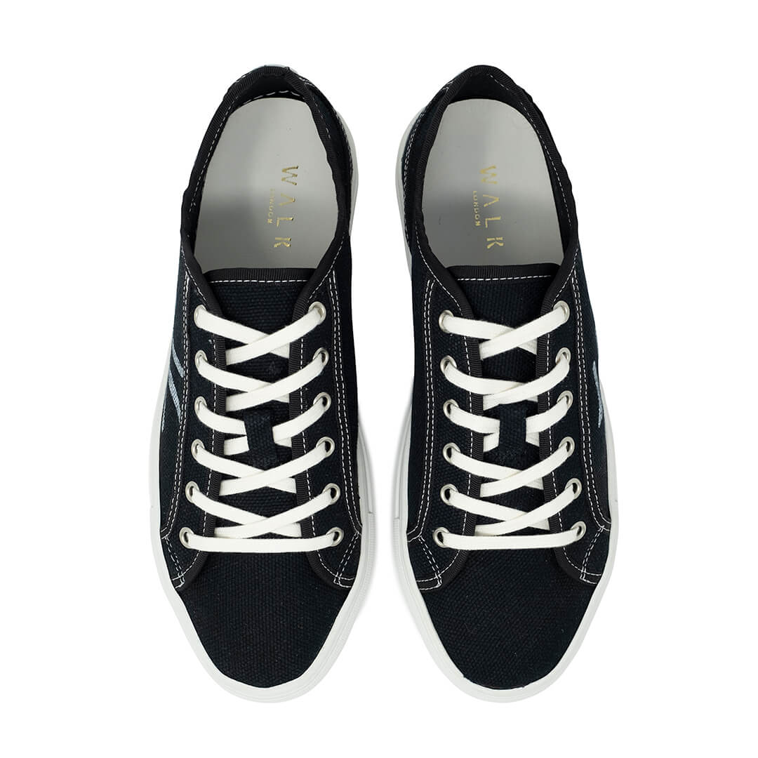 WALK London Cabana Trainer Black Canvas