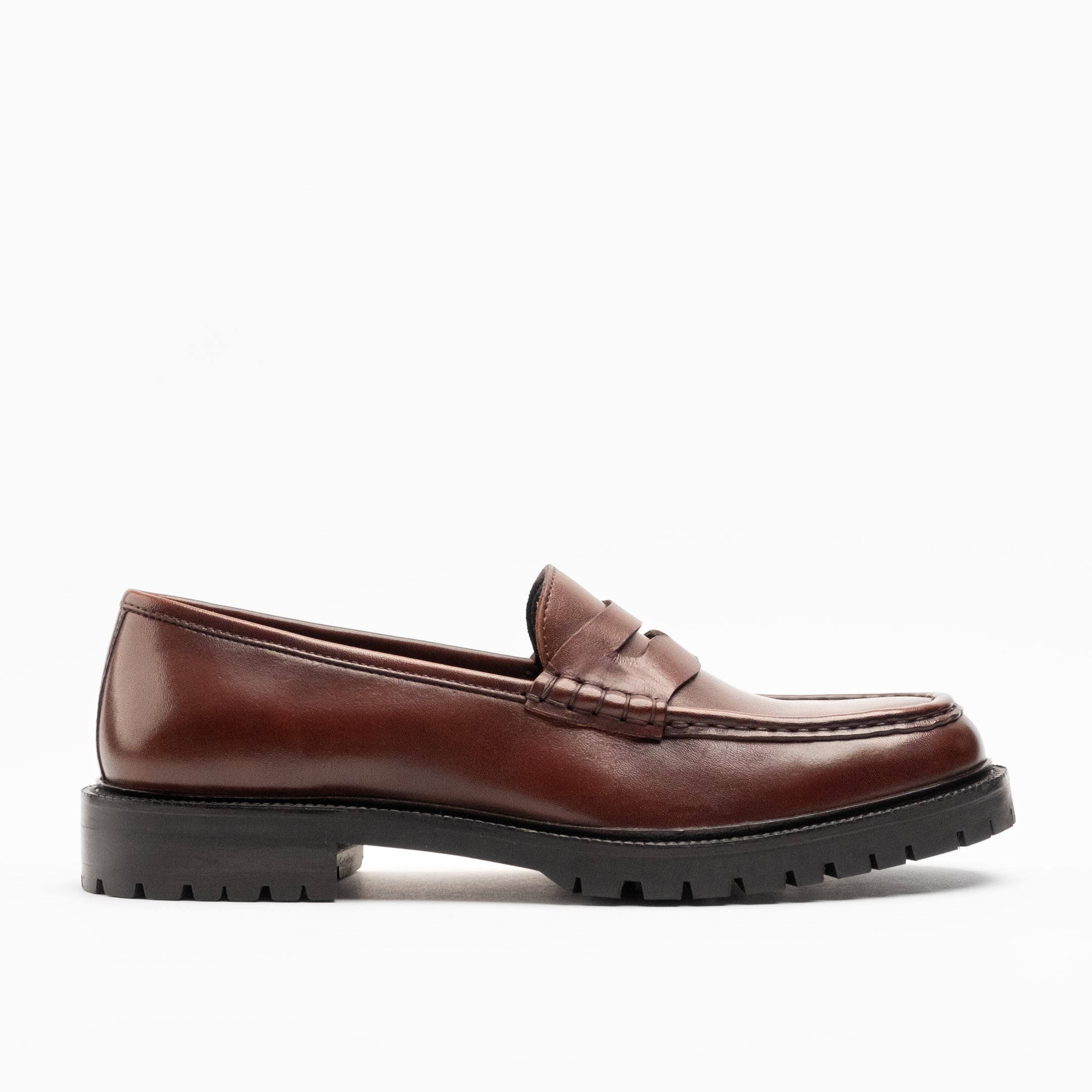 Walk London Mens Campus Saddle Loafer in Brown Leather