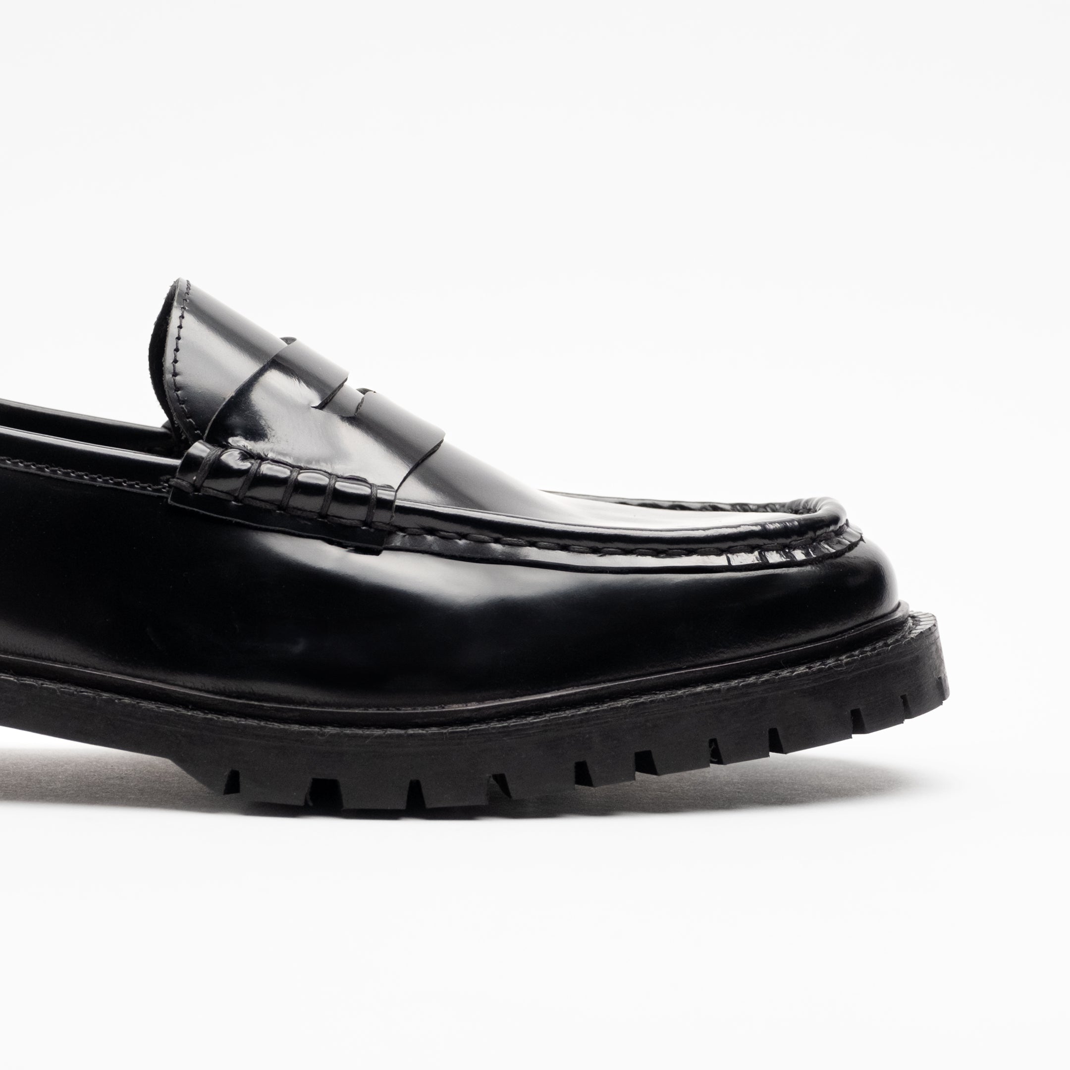 Walk London Mens Campus Saddle Loafer in Smooth Black Leather