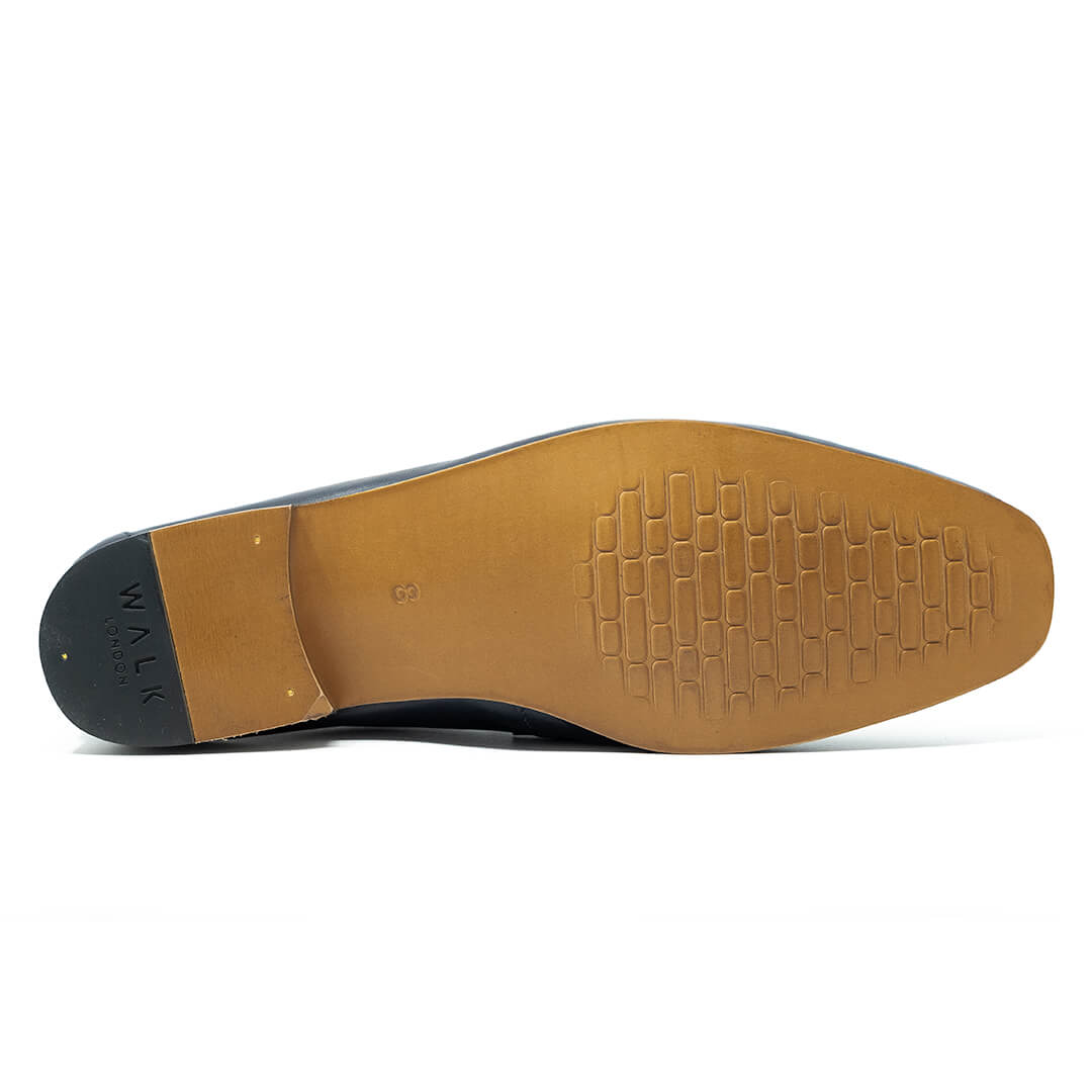 WALK London Mens Capri Penny Loafer Black Leather Sole