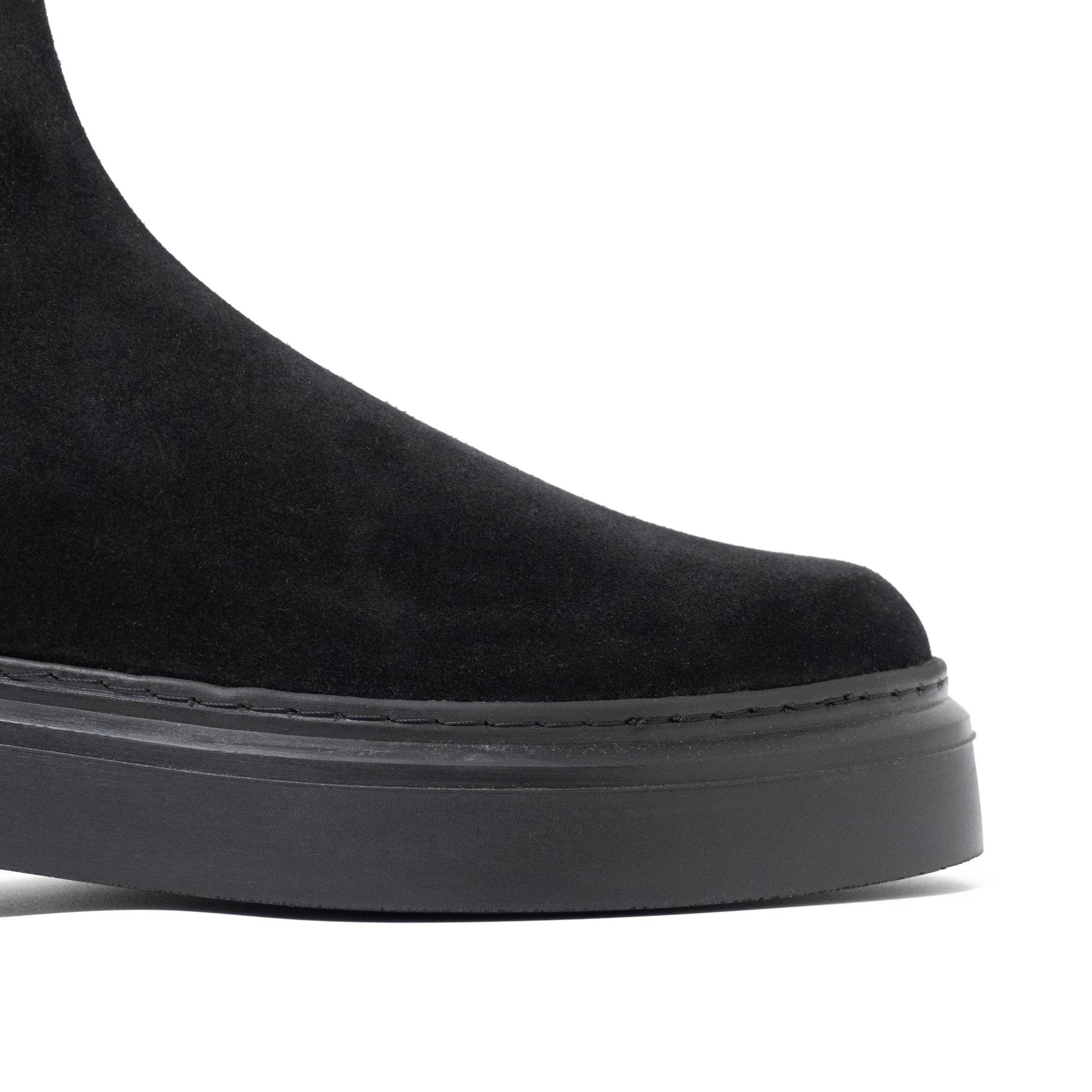 Walk London Club Chelsea Boot in Black Nubuck Toe Detail