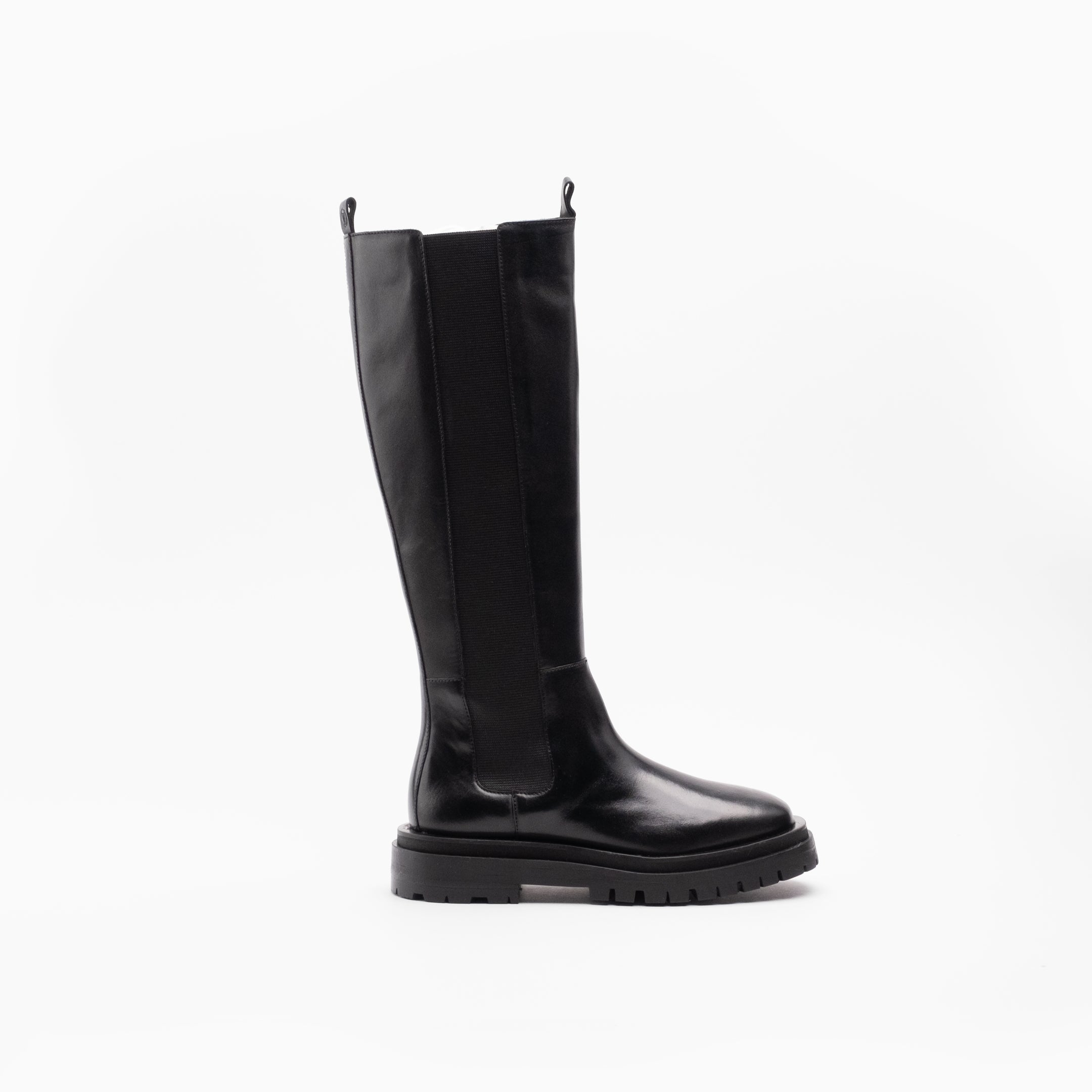 Walk London Women's Dana Tall Chelsea Boot in Black Leather