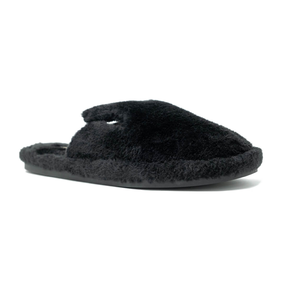 WALK London Fullerton Slipper Black Fur