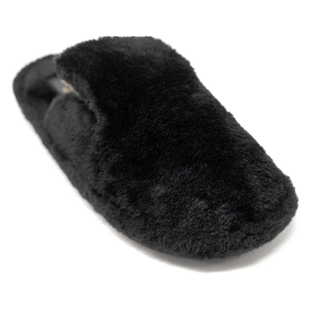 WALK London Fullerton Slipper Black Fur