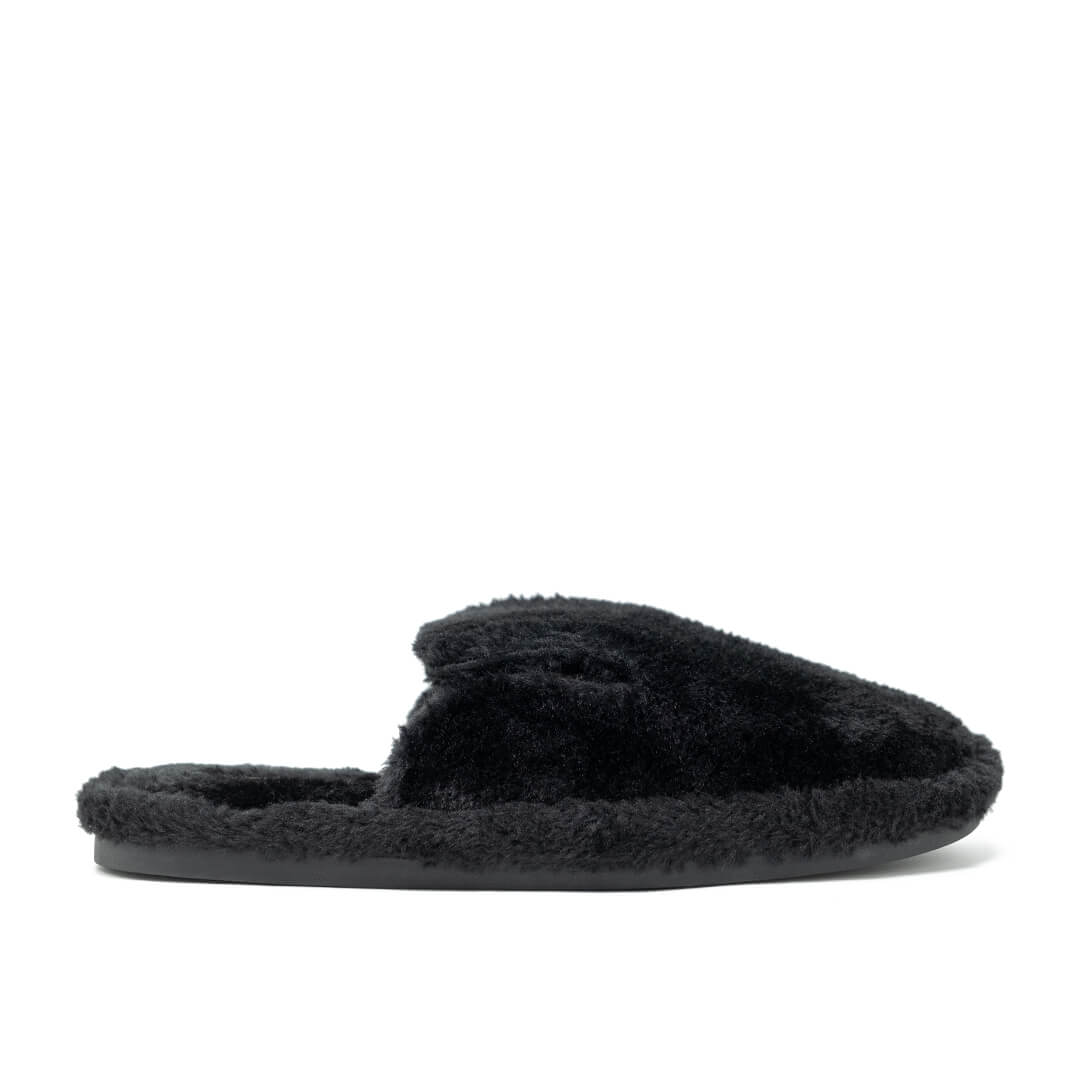 WALK London Fullerton Slipper Black Fur