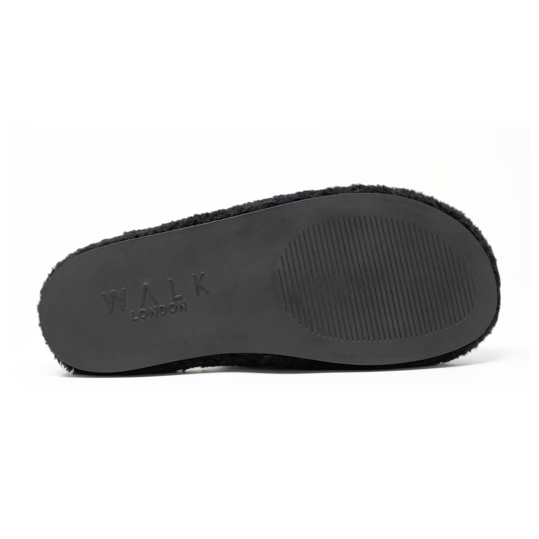 WALK London Fullerton Slipper Black Fur