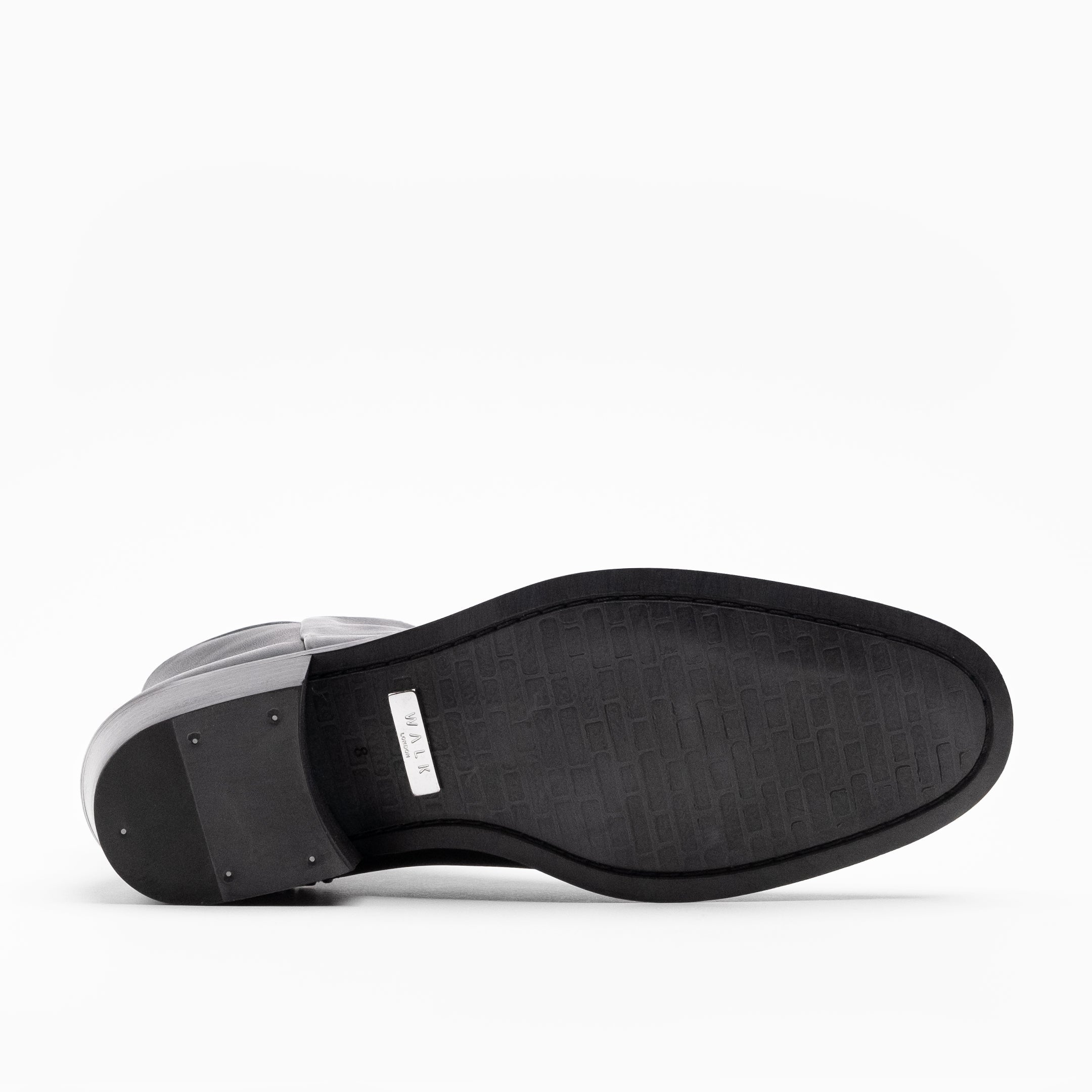 WALK London Mens Hoxton Low Cuban Zip Up Heel in Black Leather