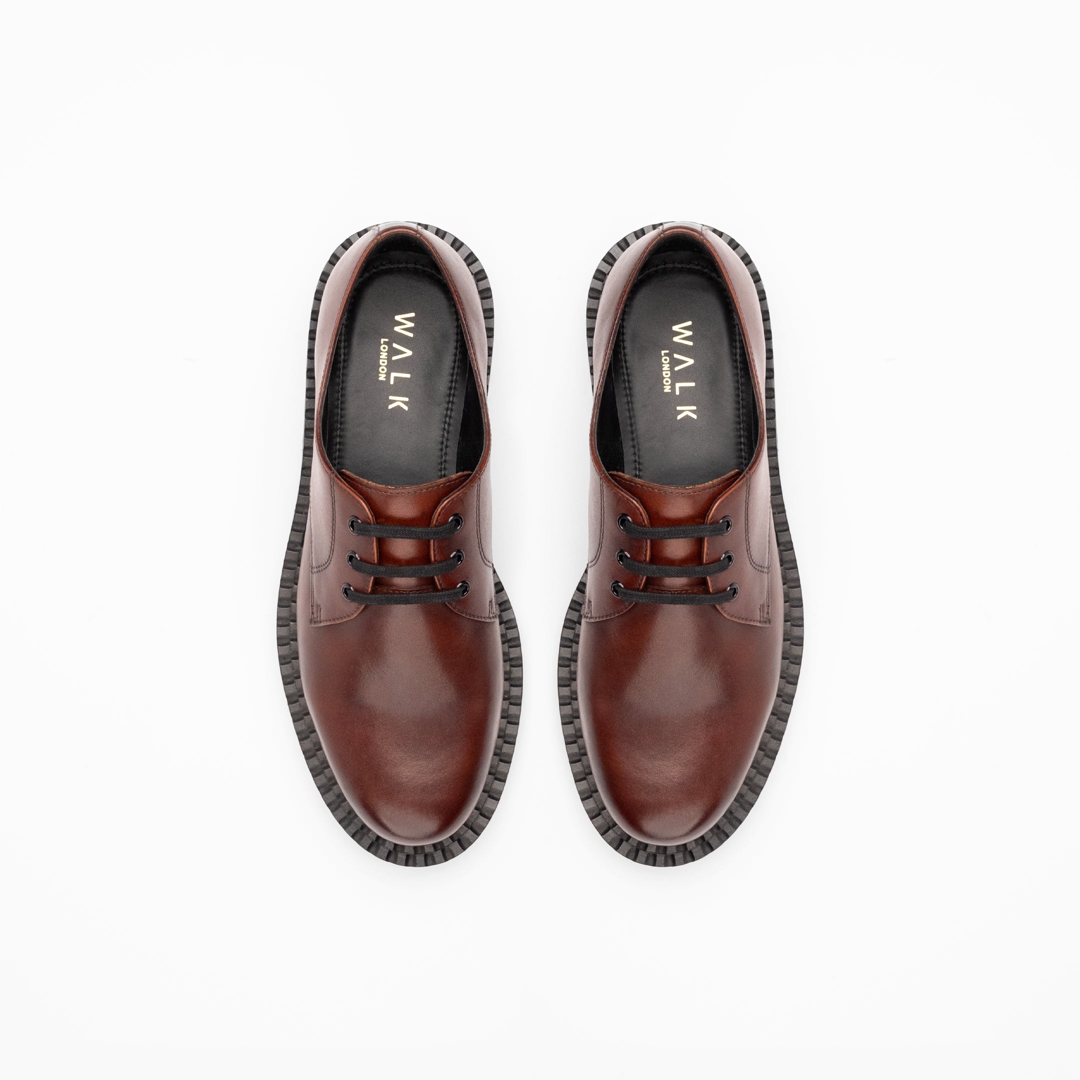 WALK London Mens Jagger Derby Shoe in Brown Leather