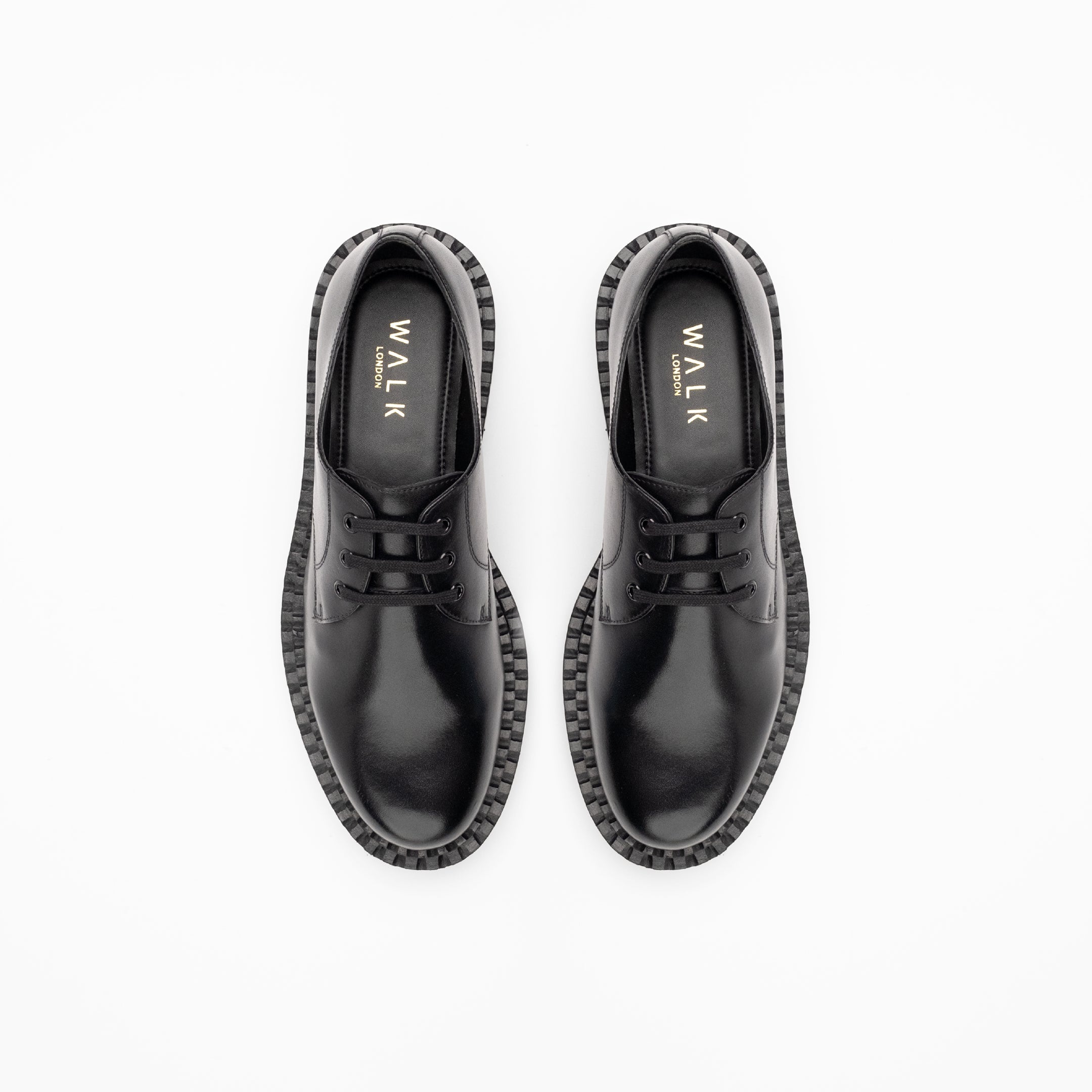 WALK London Mens Jagger Derby Shoe in Black Leather