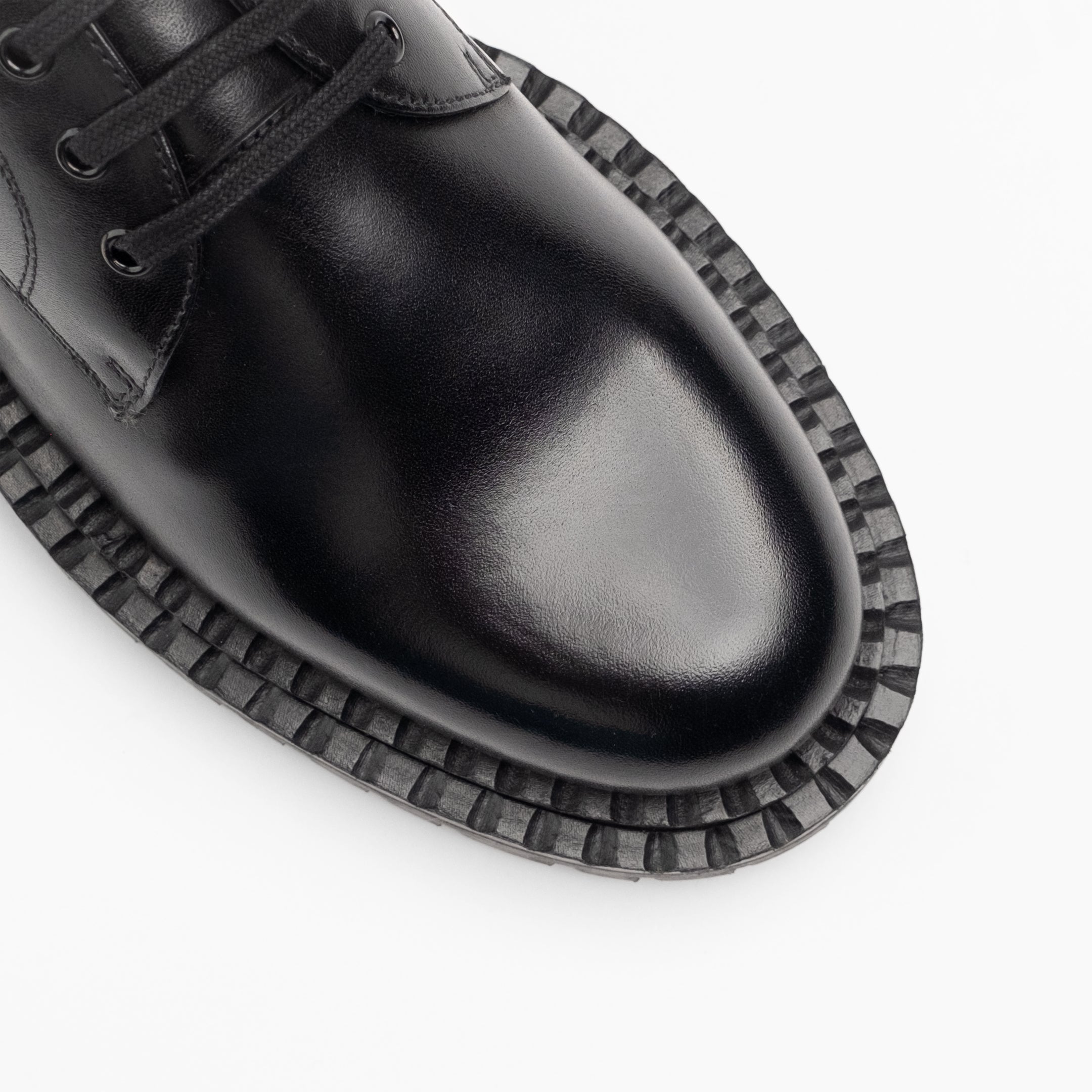 WALK London Mens Jagger Derby Shoe in Black Leather