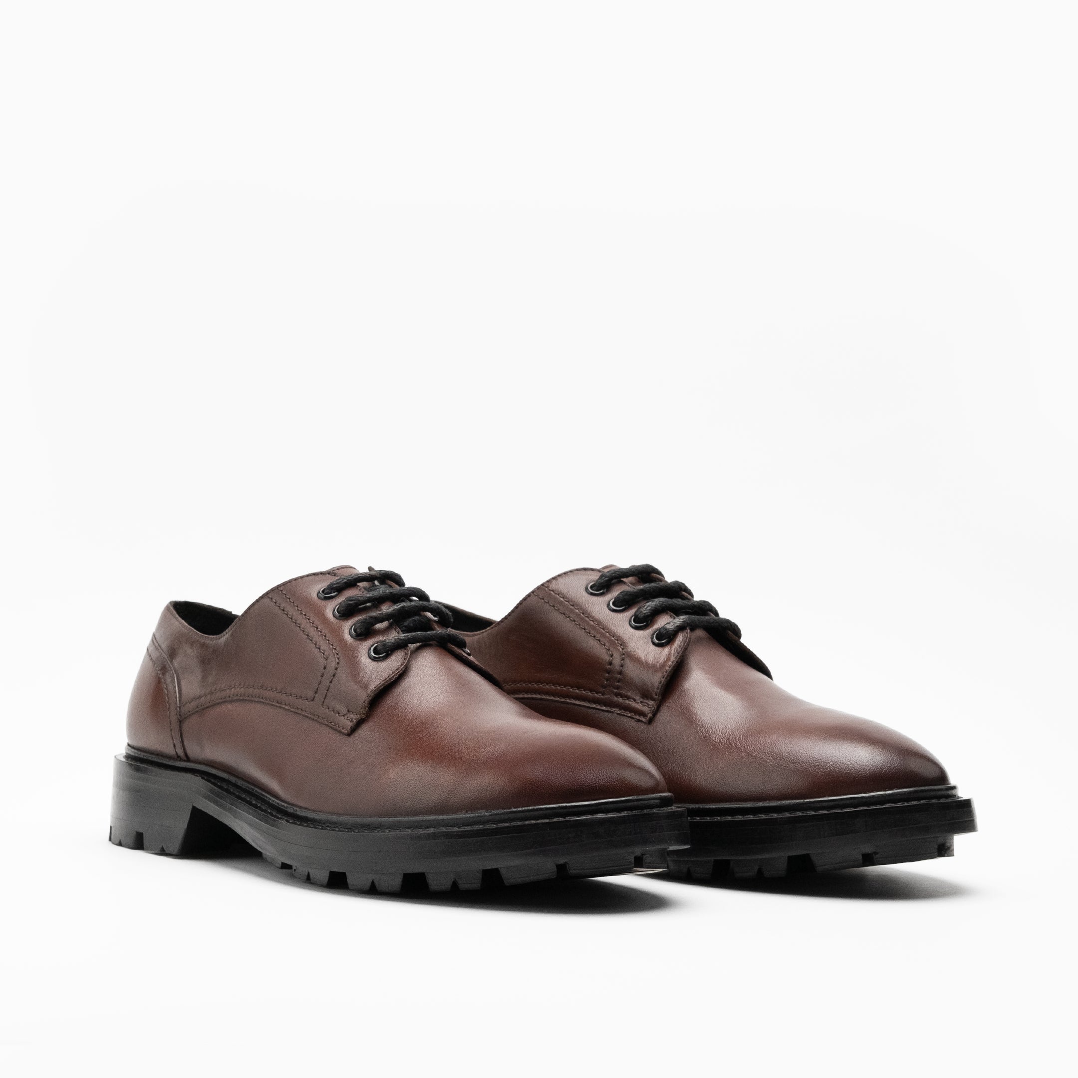 Walk London Mens Justin Derby Shoe in Brown Leather