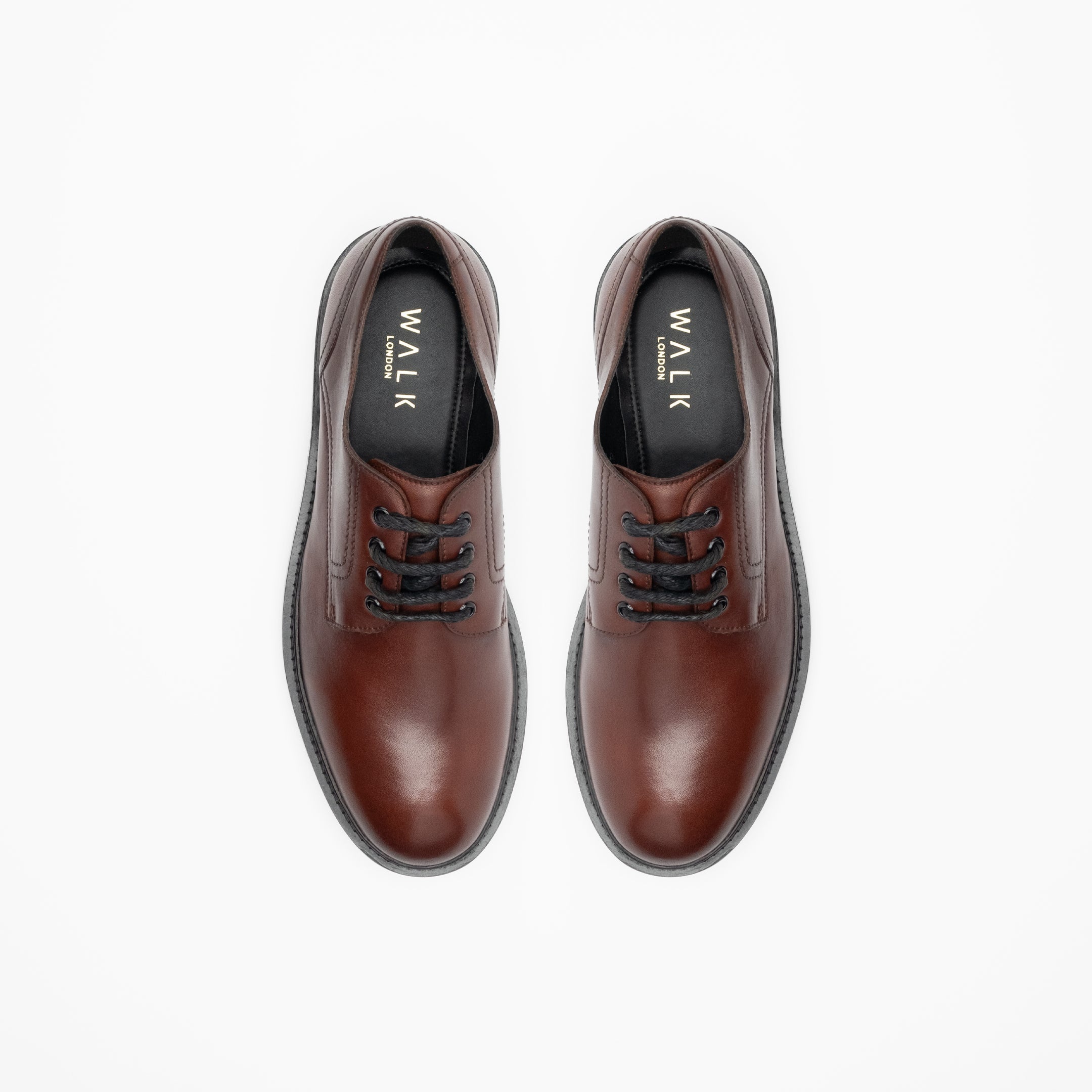 Walk London Mens Justin Derby Shoe in Brown Leather