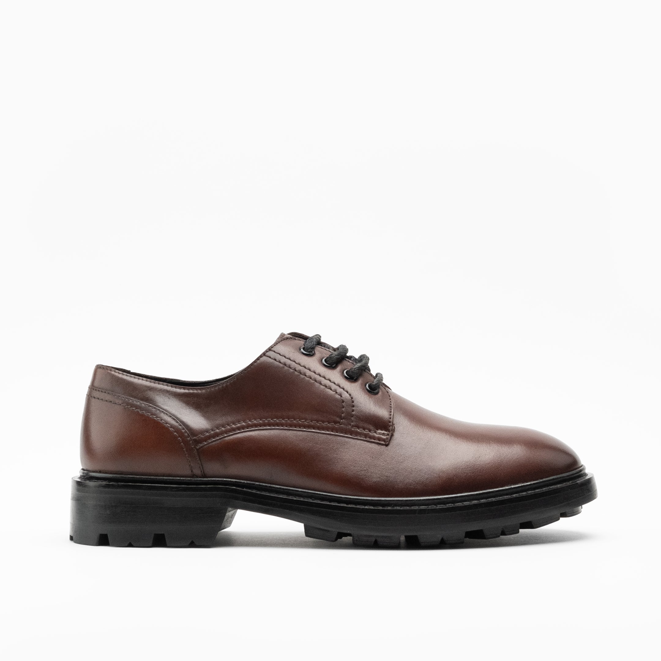 Walk London Mens Justin Derby Shoe in Brown Leather