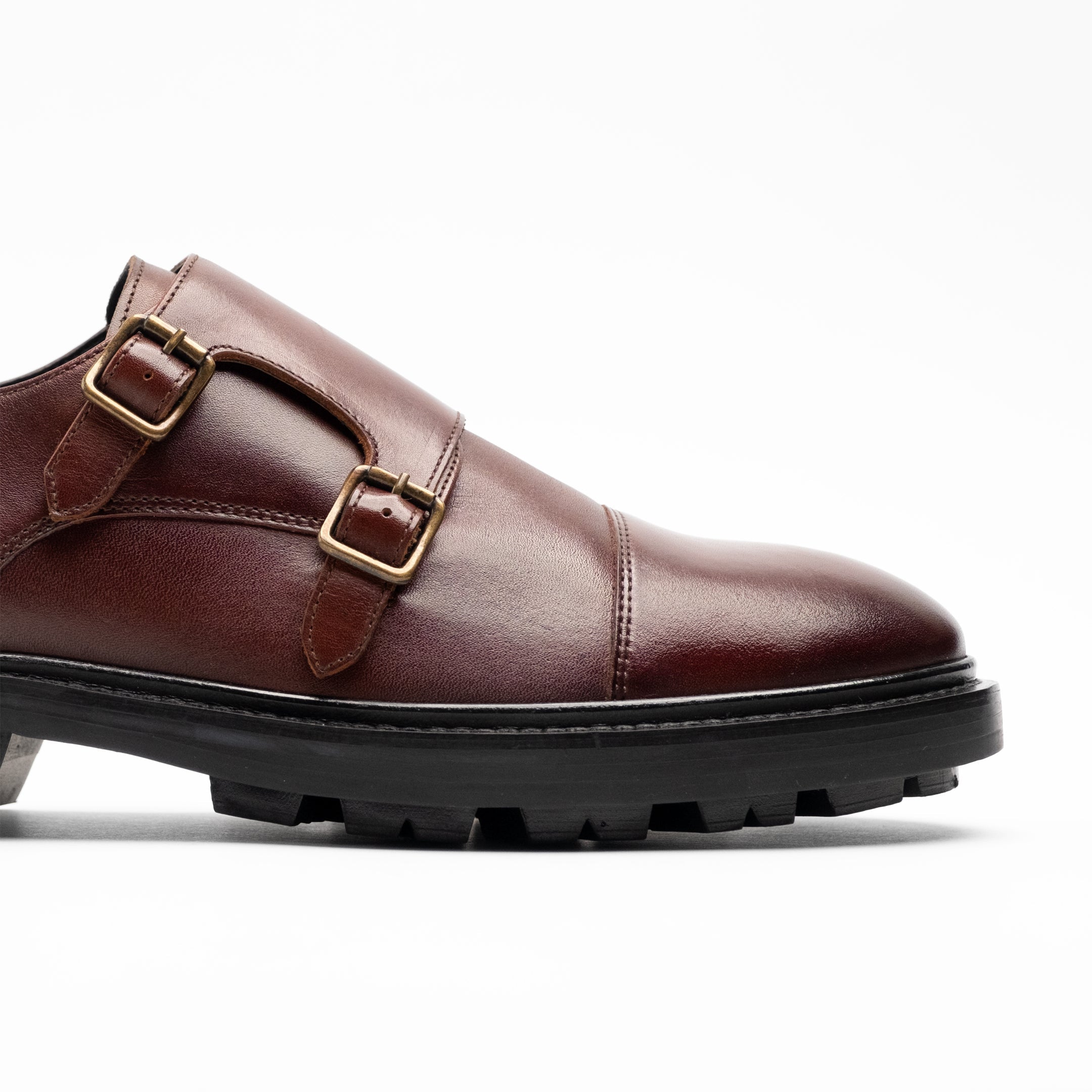 Walk London Mens Justin Monk Shoe in Brown Leather