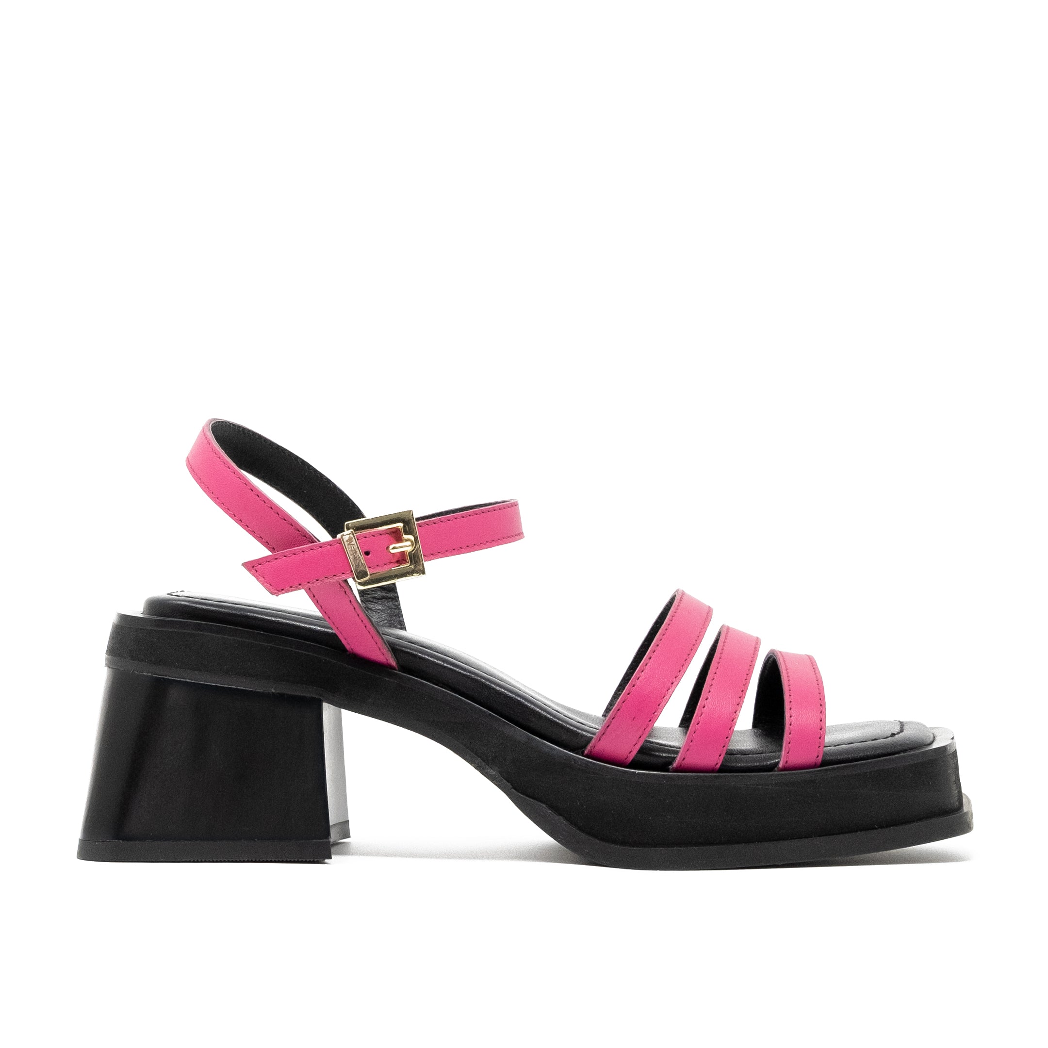 Walk London Lily Ankle Strap Sandal in Pink Leather