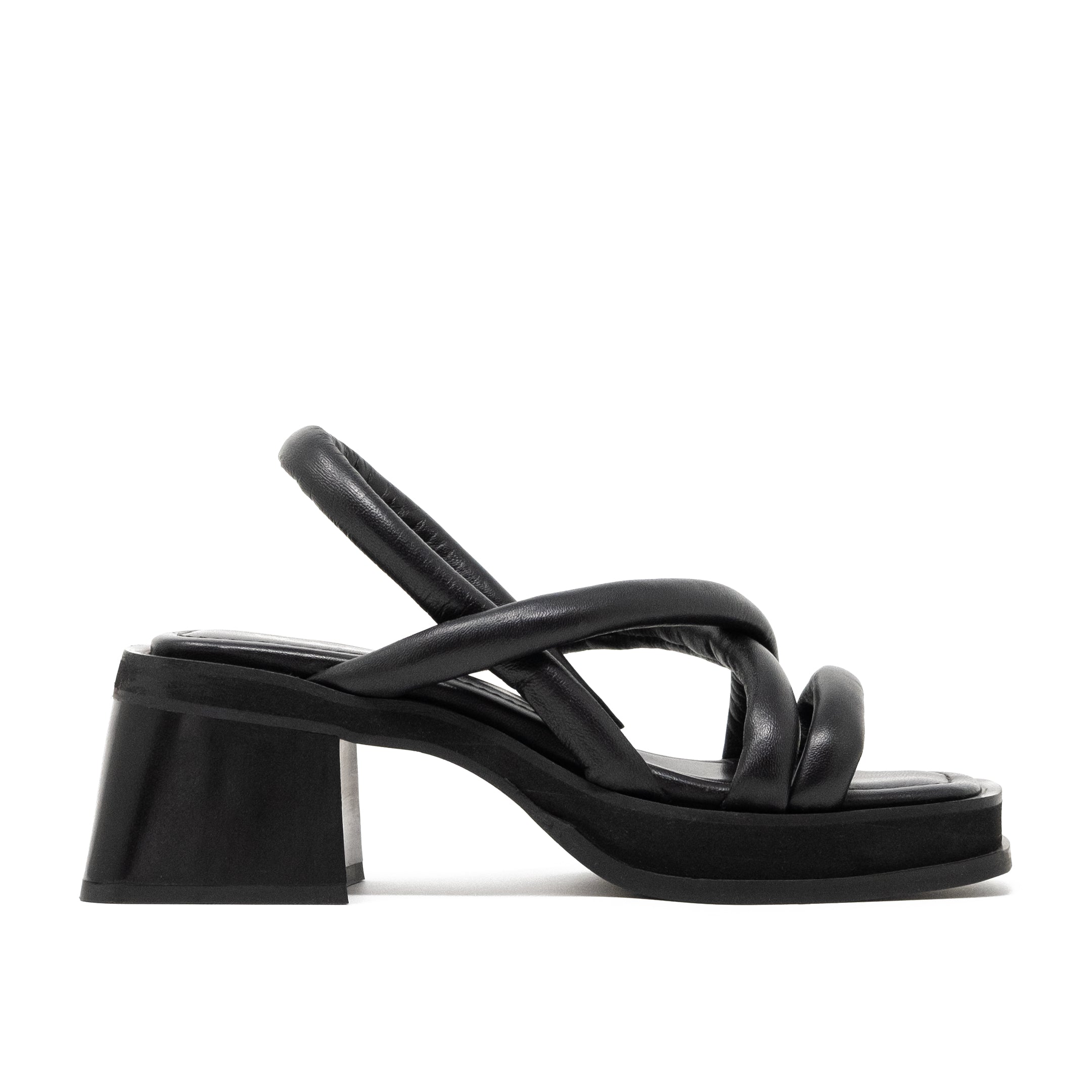 Walk London Lily Slingback Heel Sandal in Black Leather