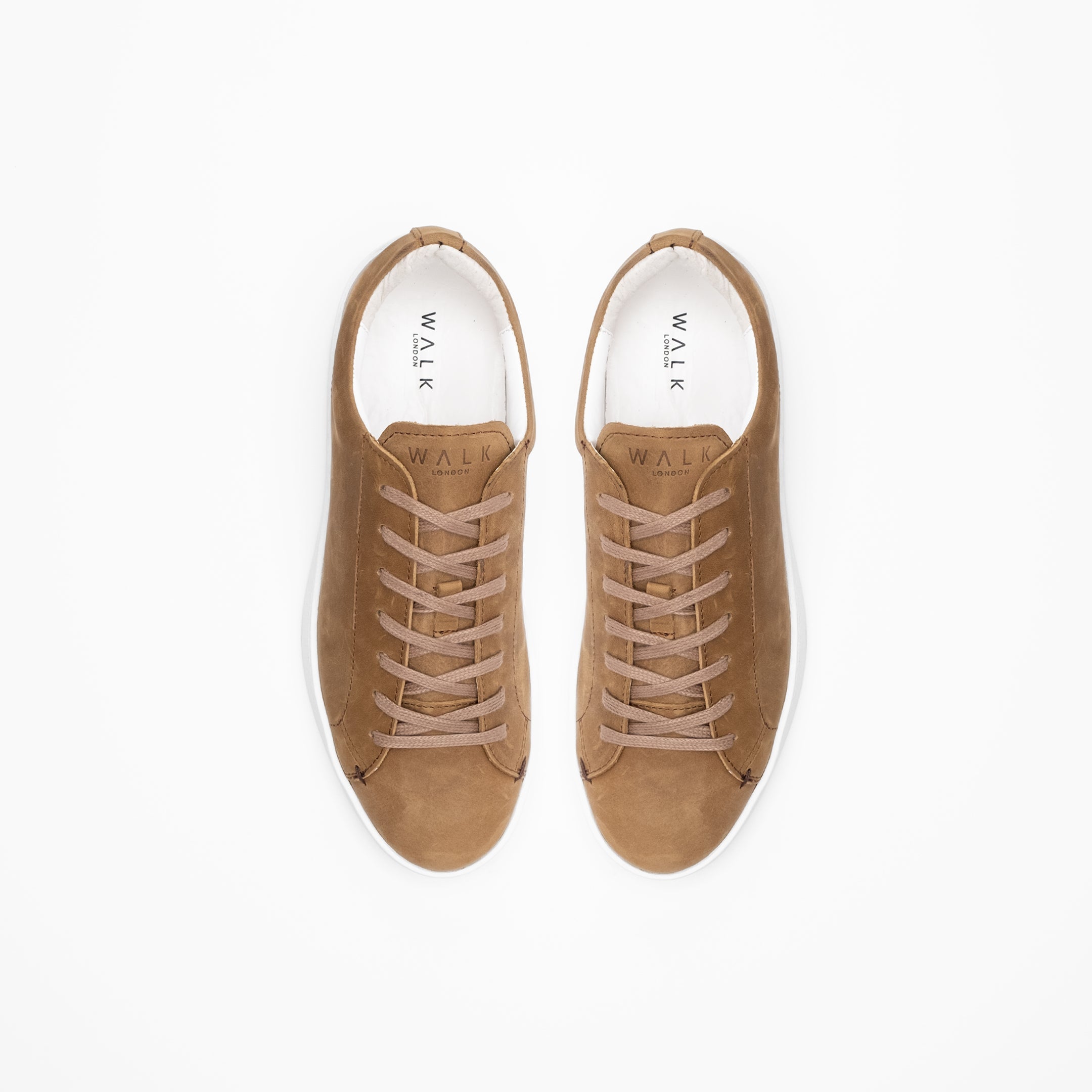 Walk London Mens Marco Trainer in Tan Nubuck