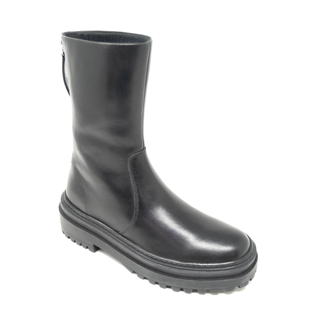 WALK London Margot Zip Boot Black Leather