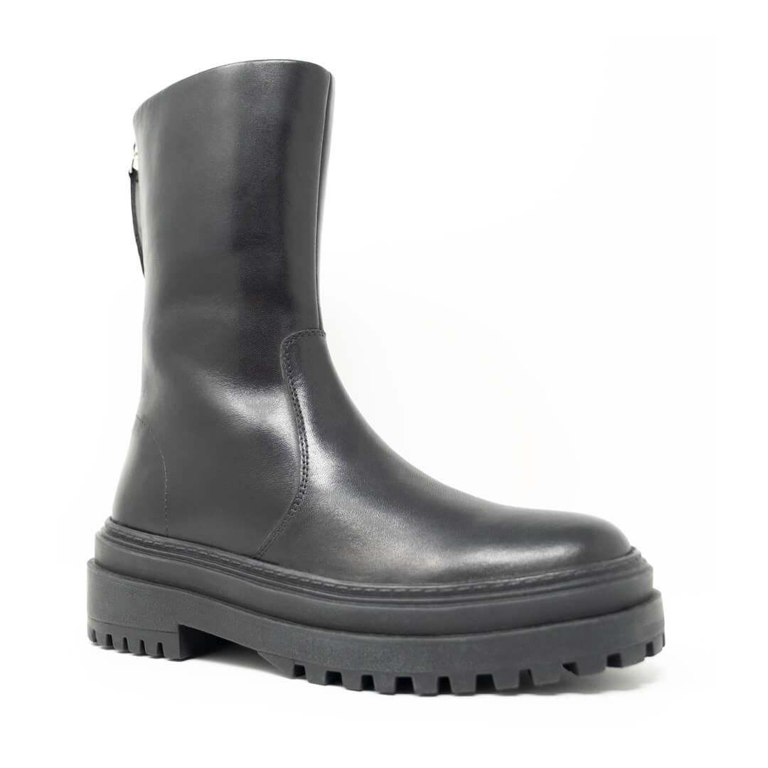 WALK London Margot Zip Boot Black Leather
