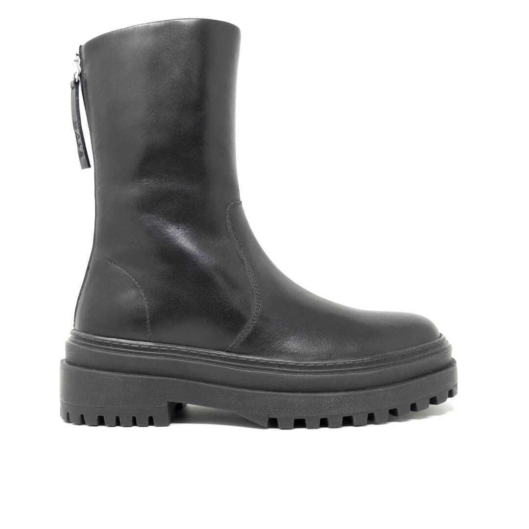 WALK London Margot Zip Boot Black Leather