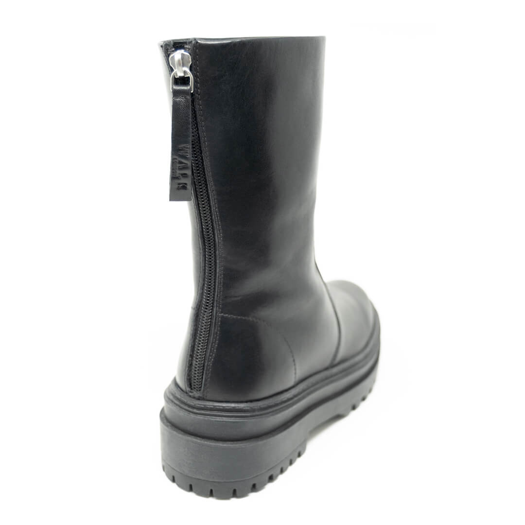 WALK London Margot Zip Boot Black Leather