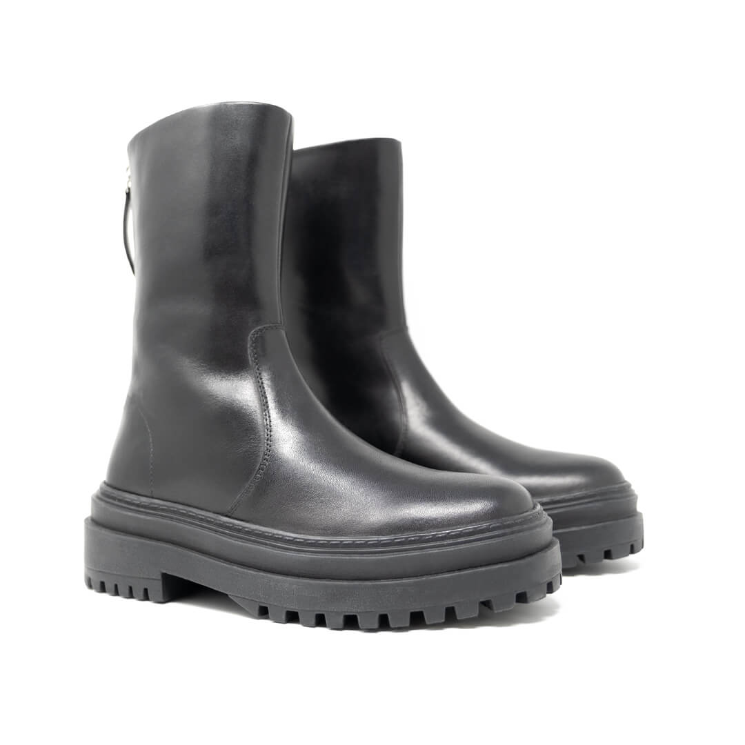 WALK London Margot Zip Boot Black Leather