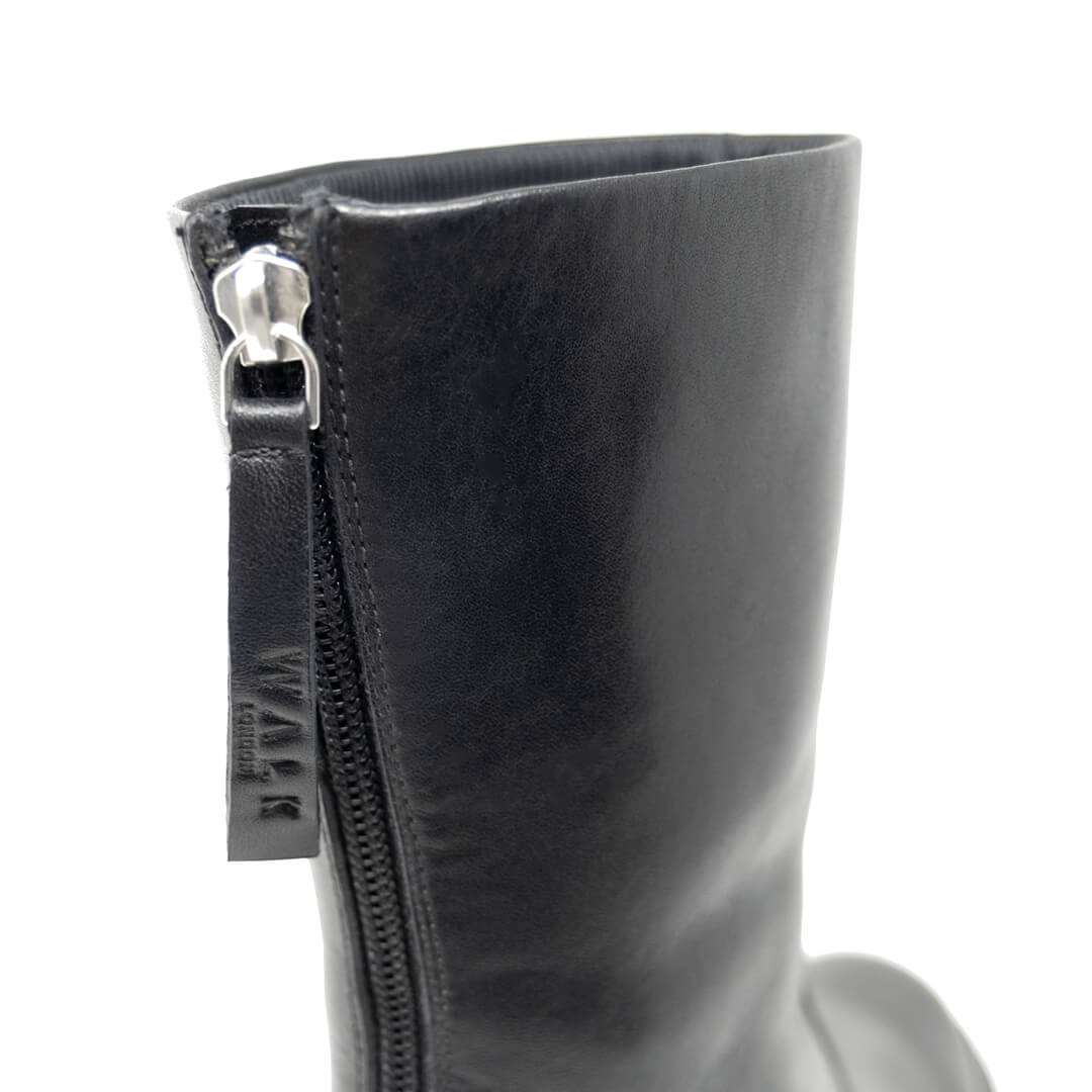 WALK London Margot Zip Boot Black Leather